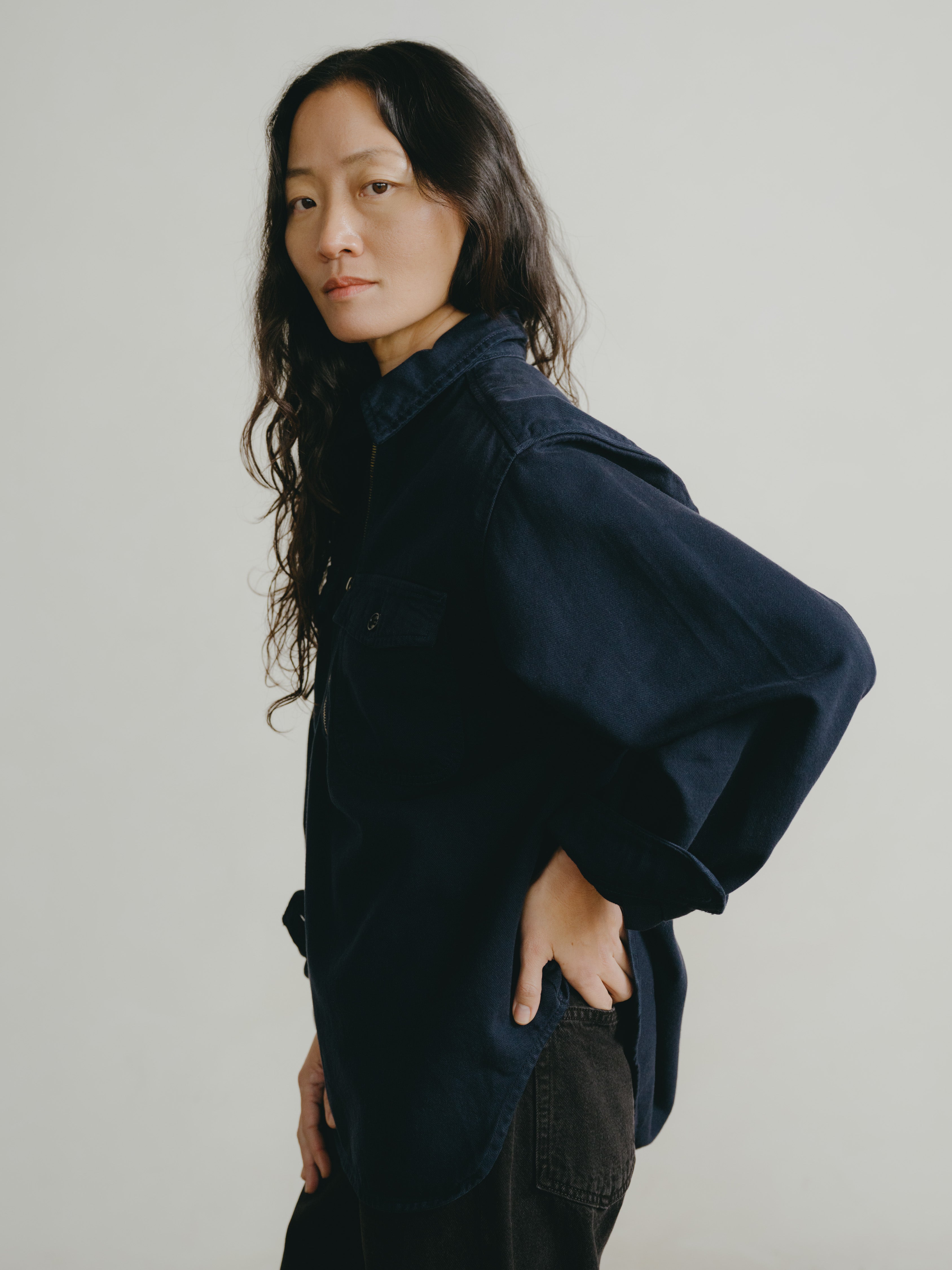 Zip Popover, Broken Twill, Navy