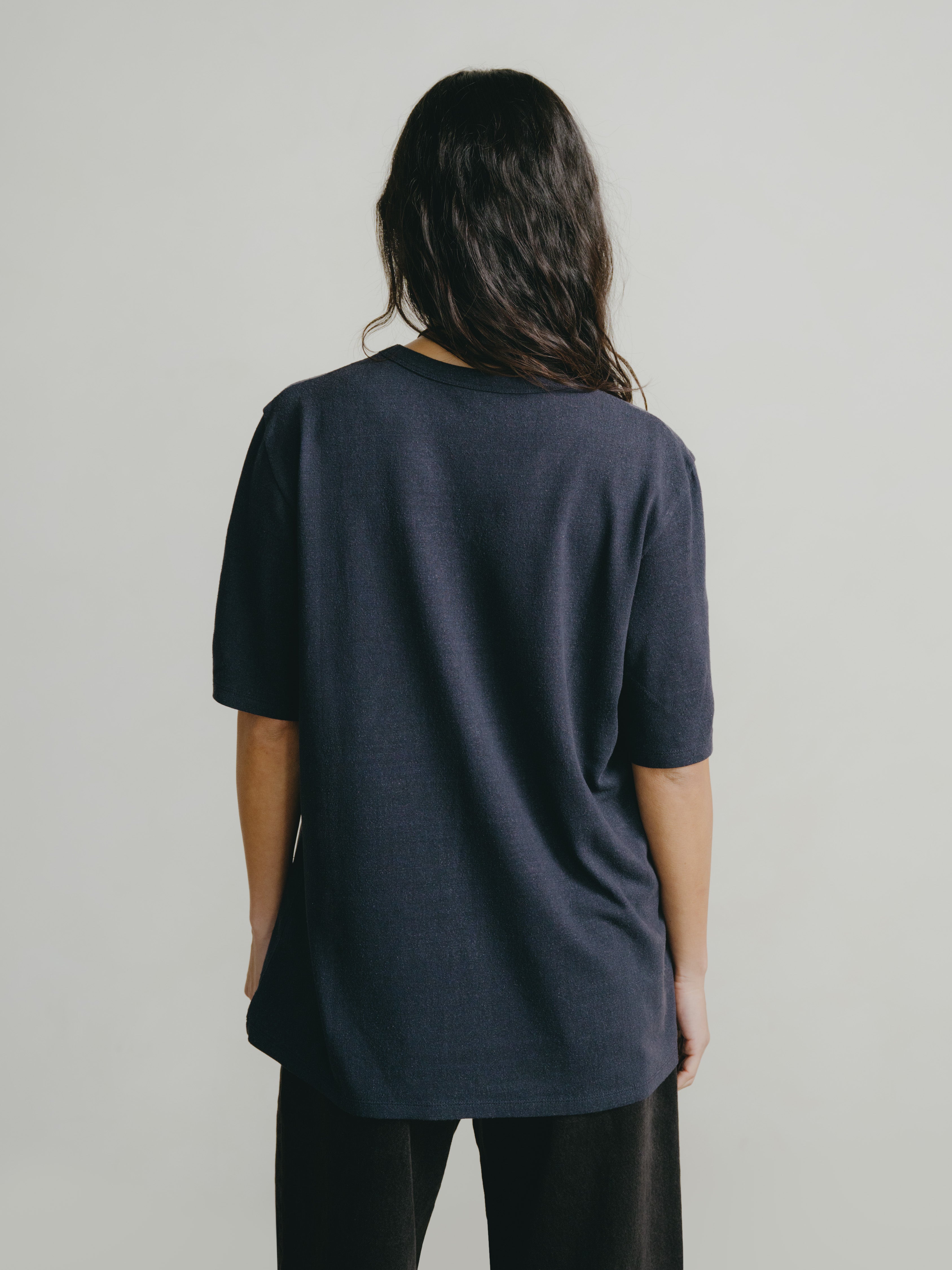 Bigger Tee, Regen Silk Noil Jersey, Navy