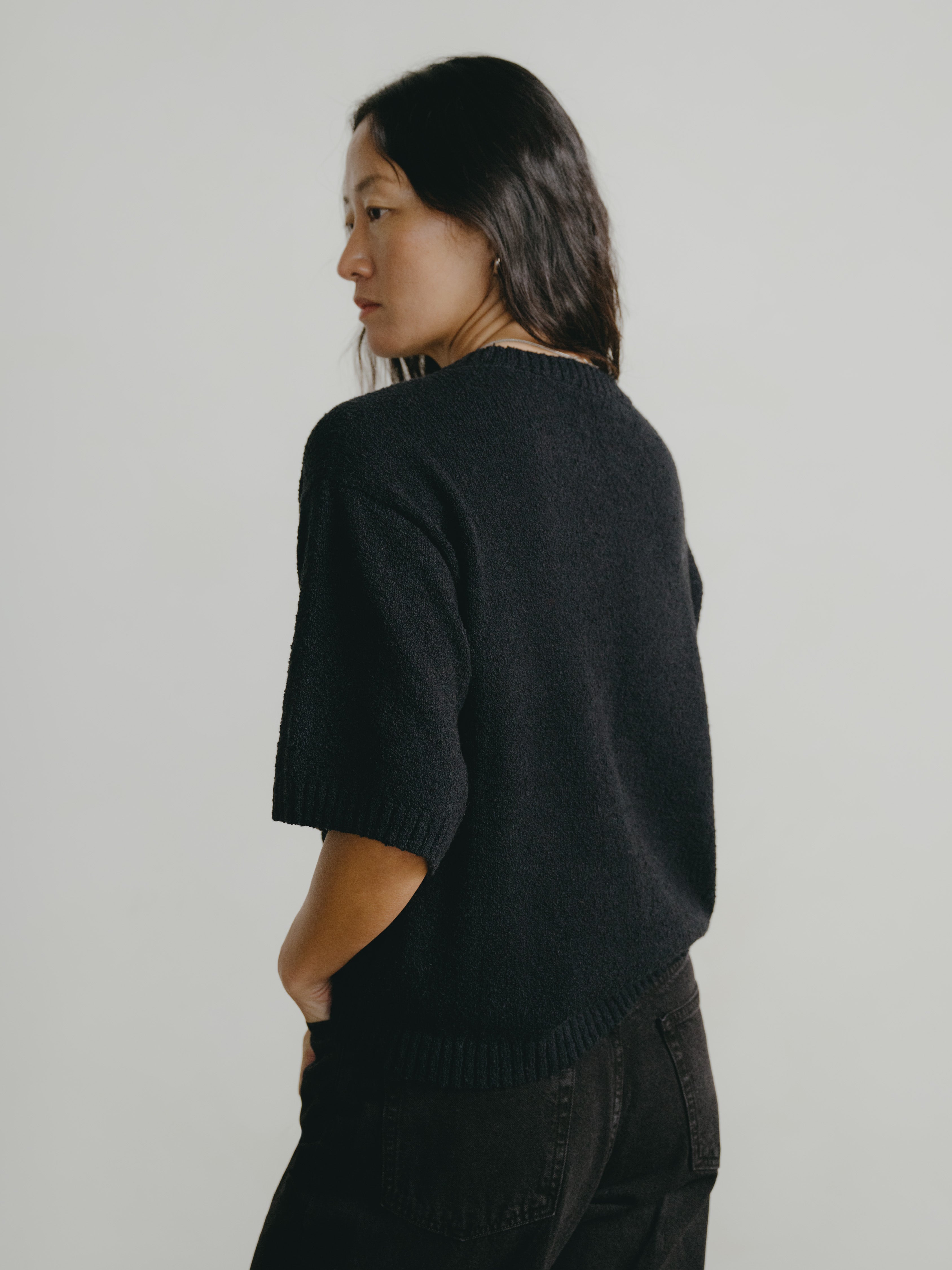 Otis Top, Organic Cotton Bouclé, Soft Black
