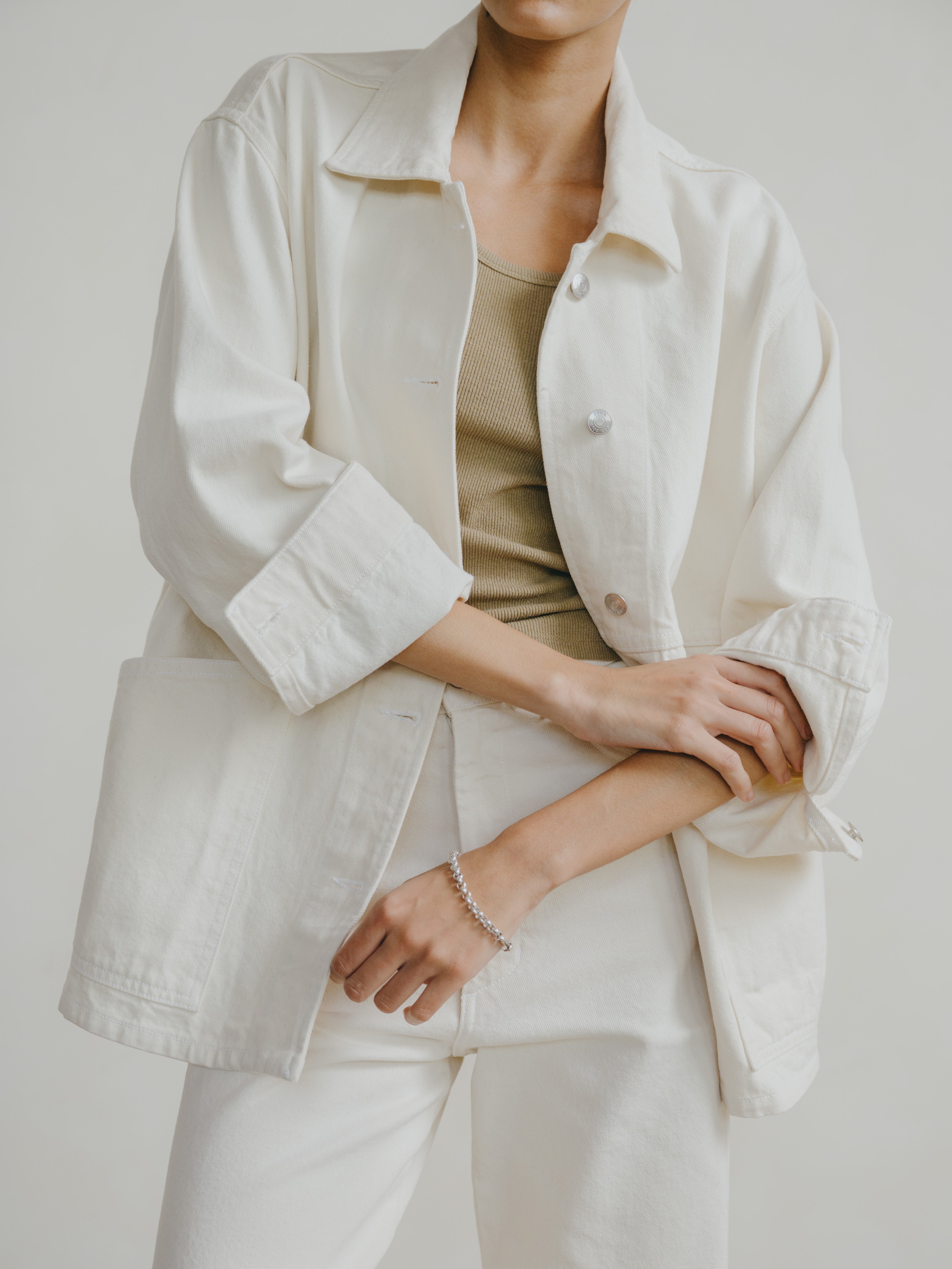 Loretta Jacket, Recycled Denim, Putty