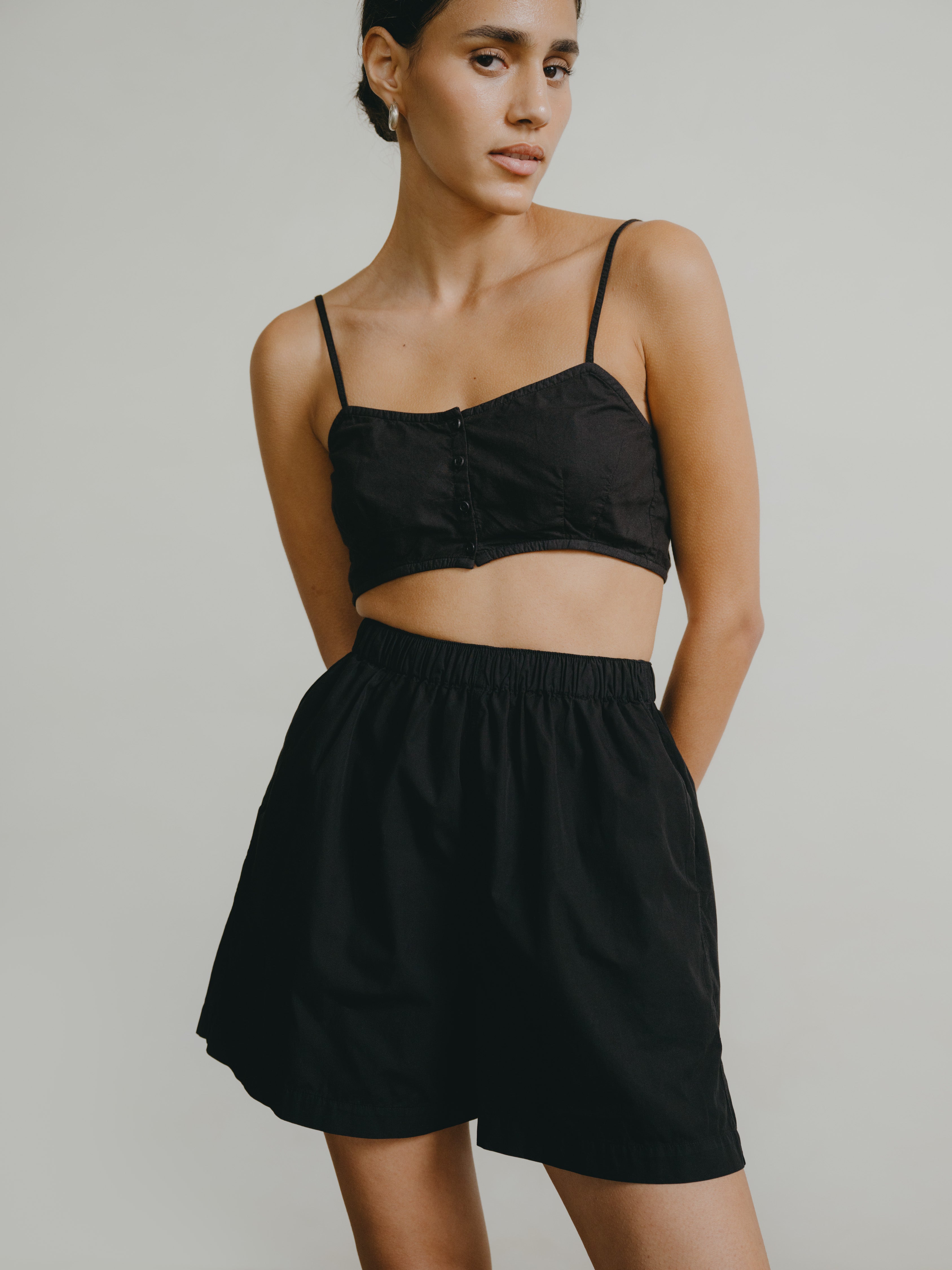 All Day Short, Organic Poplin, Black