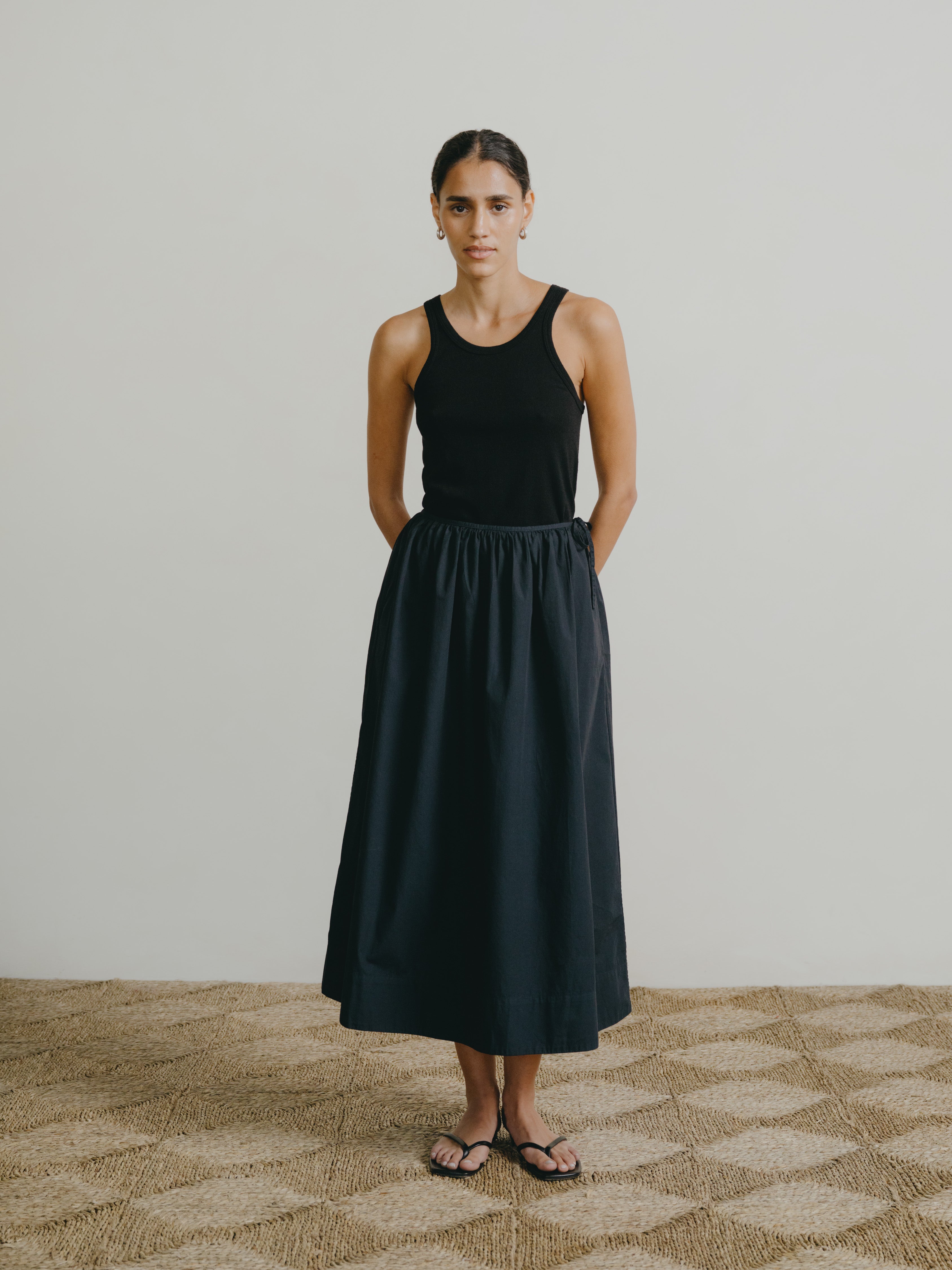 Avita Skirt, Organic Poplin, Black