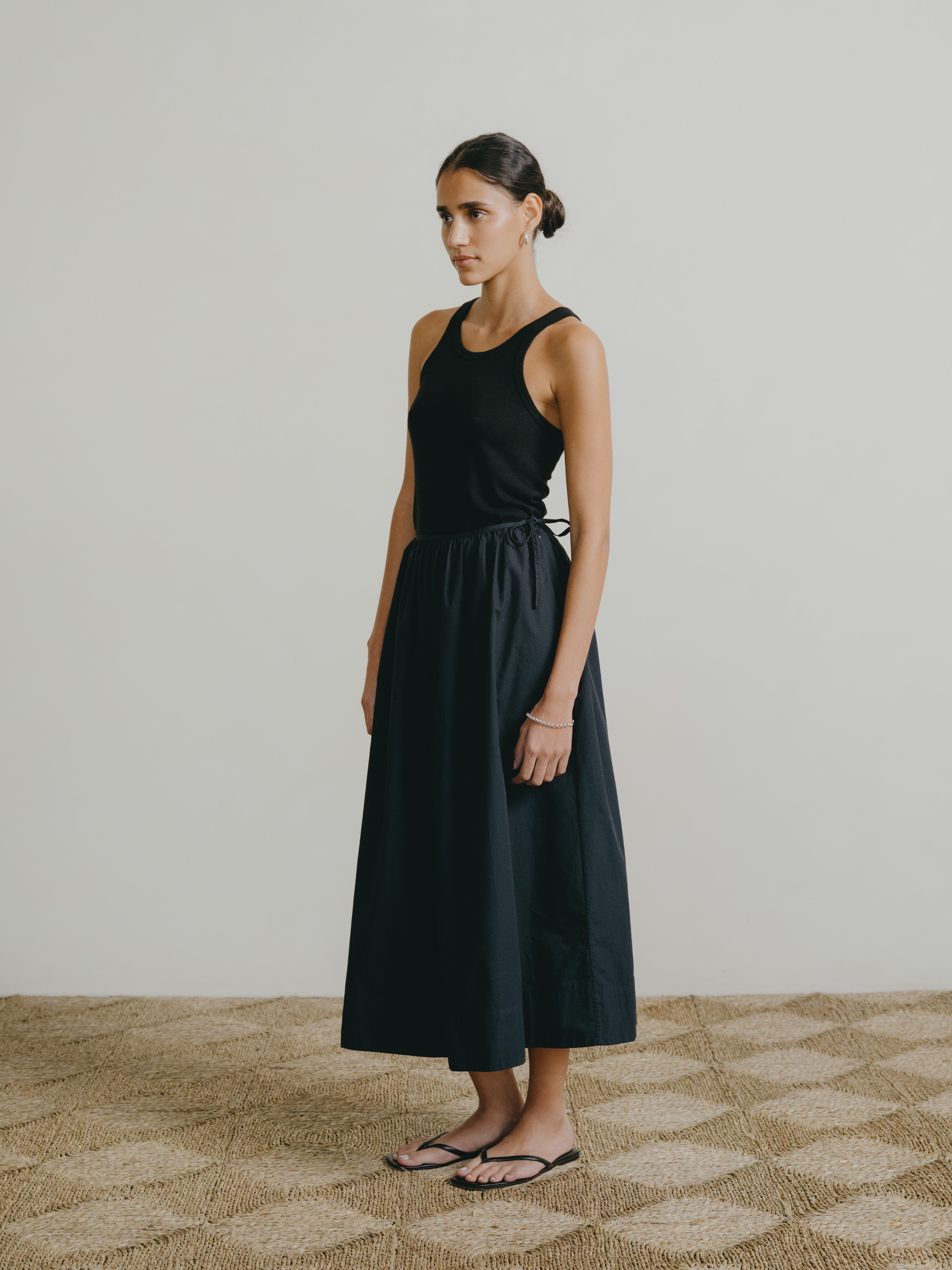 Avita Skirt, Organic Poplin, Black