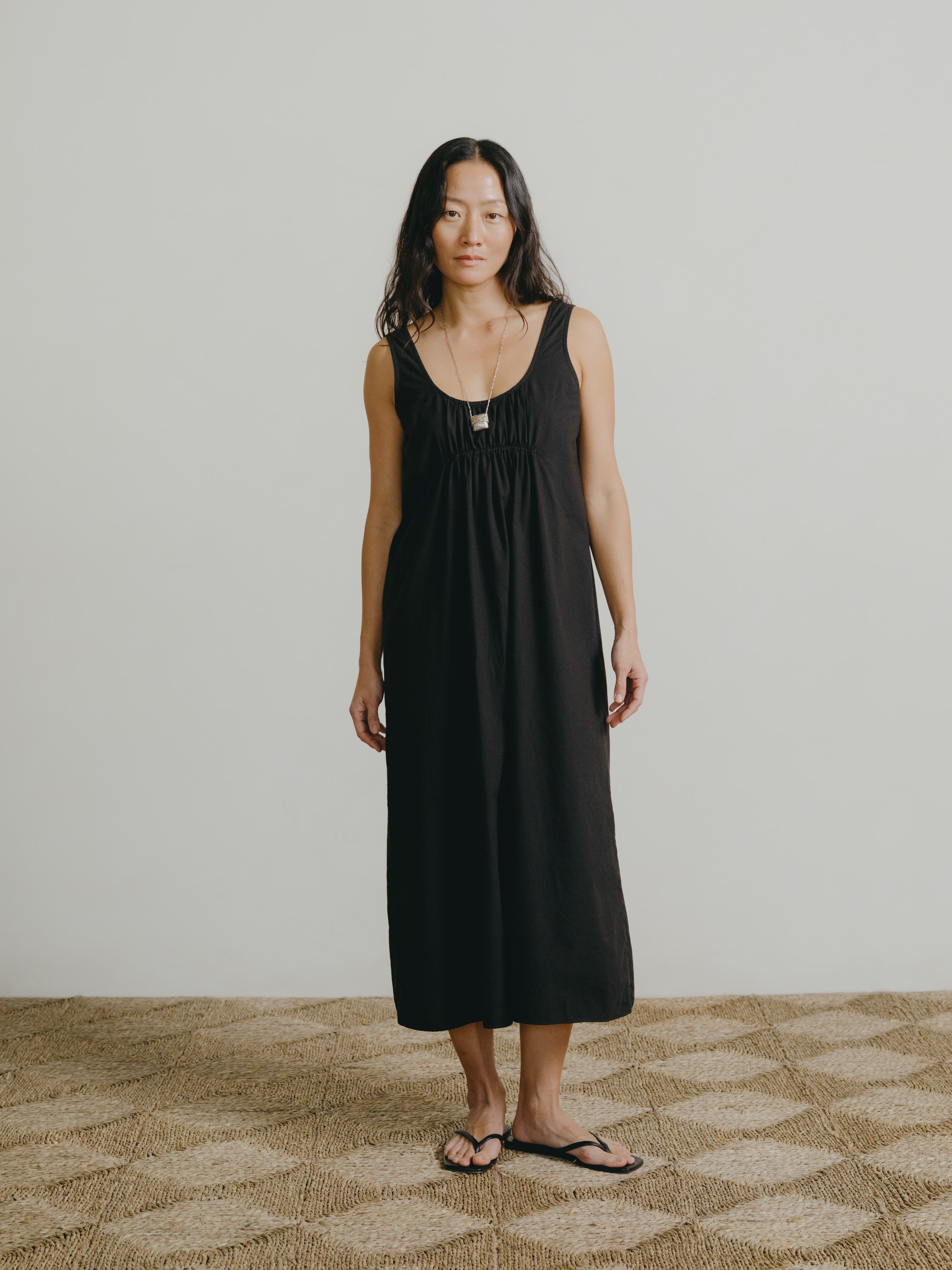 Colina Dress, Organic Batiste, Soft Black