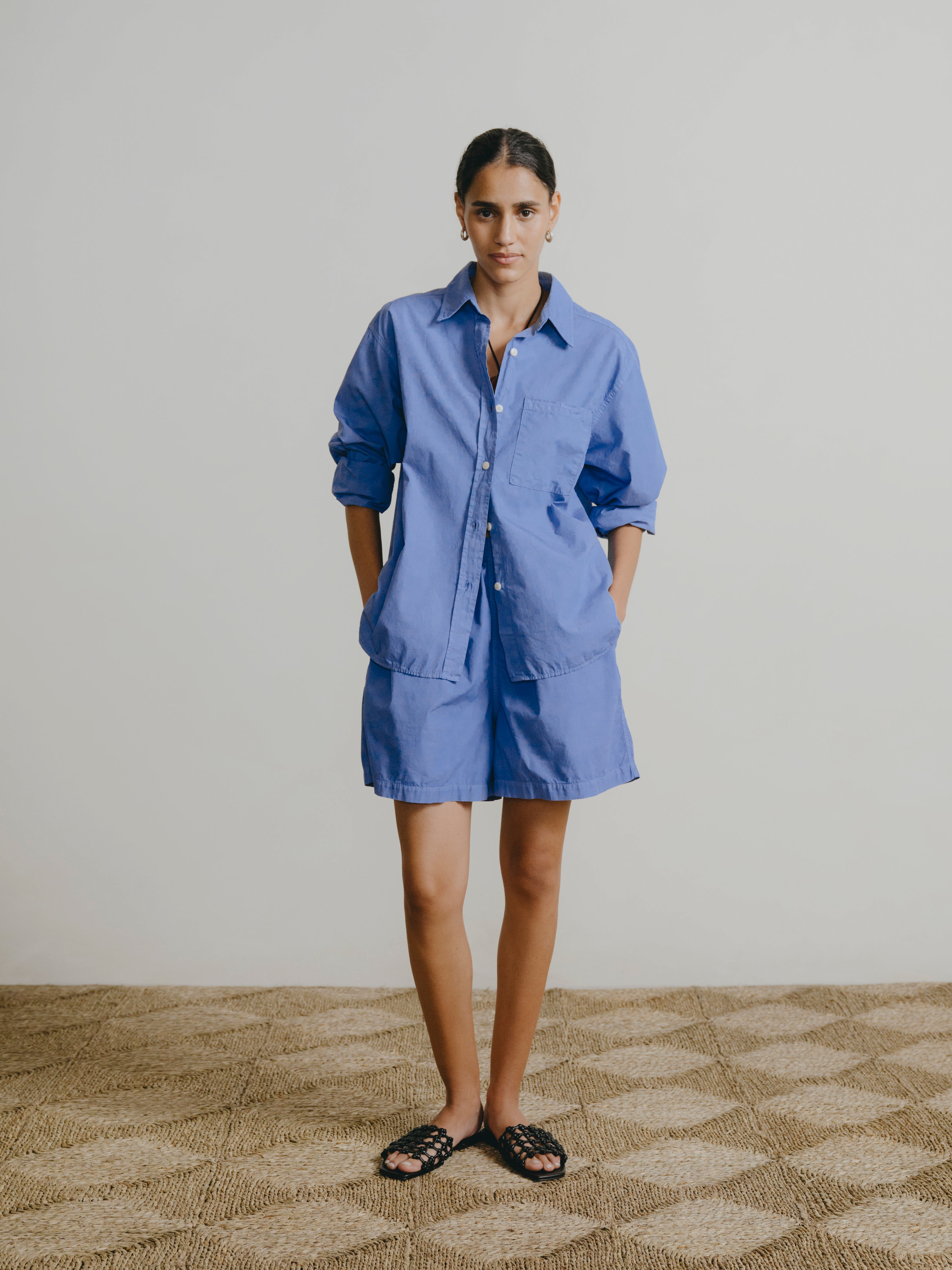 Marcie Shirt, Organic Poplin, Cornflower