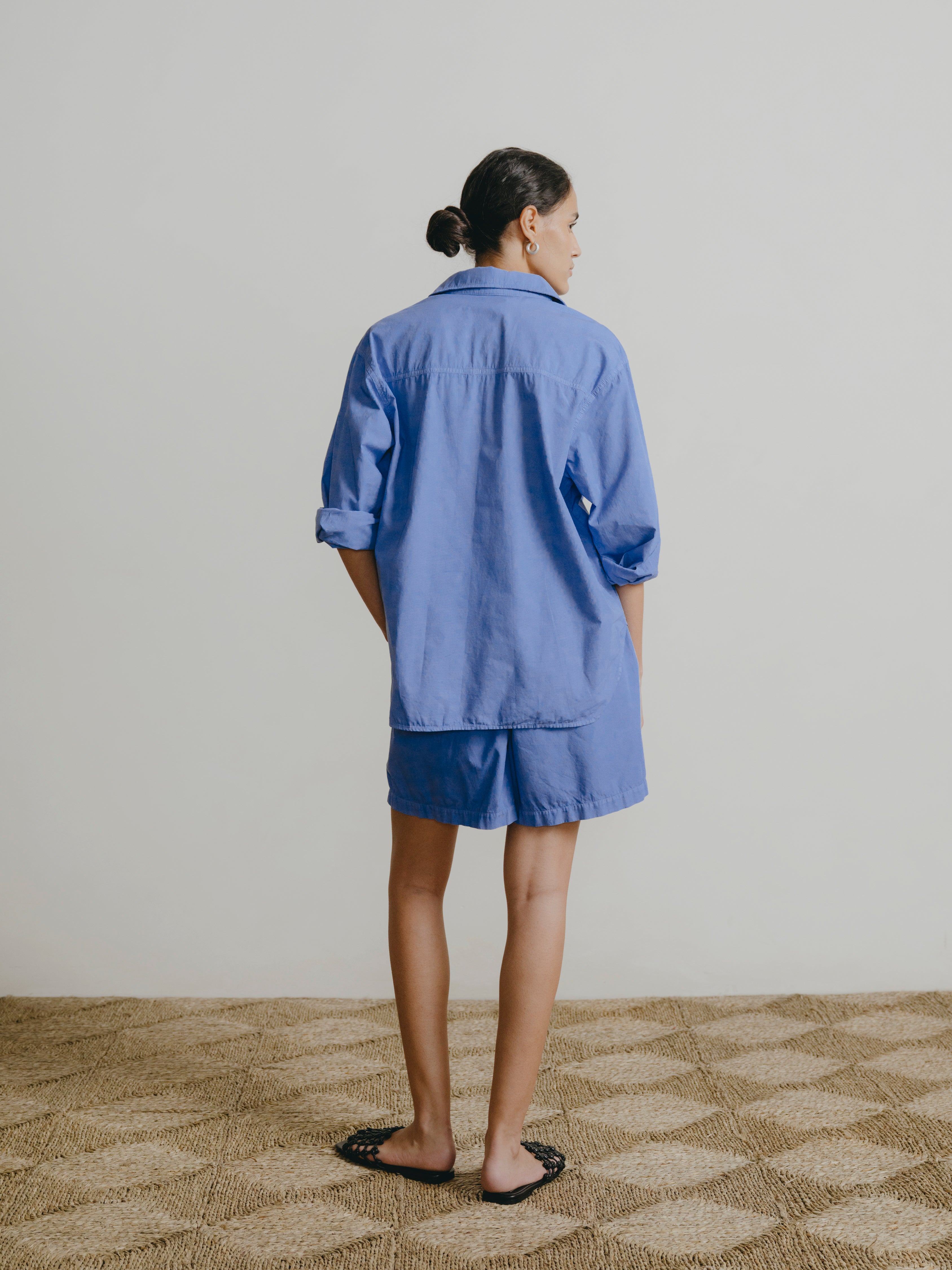 All Day Short, Organic Poplin, Cornflower