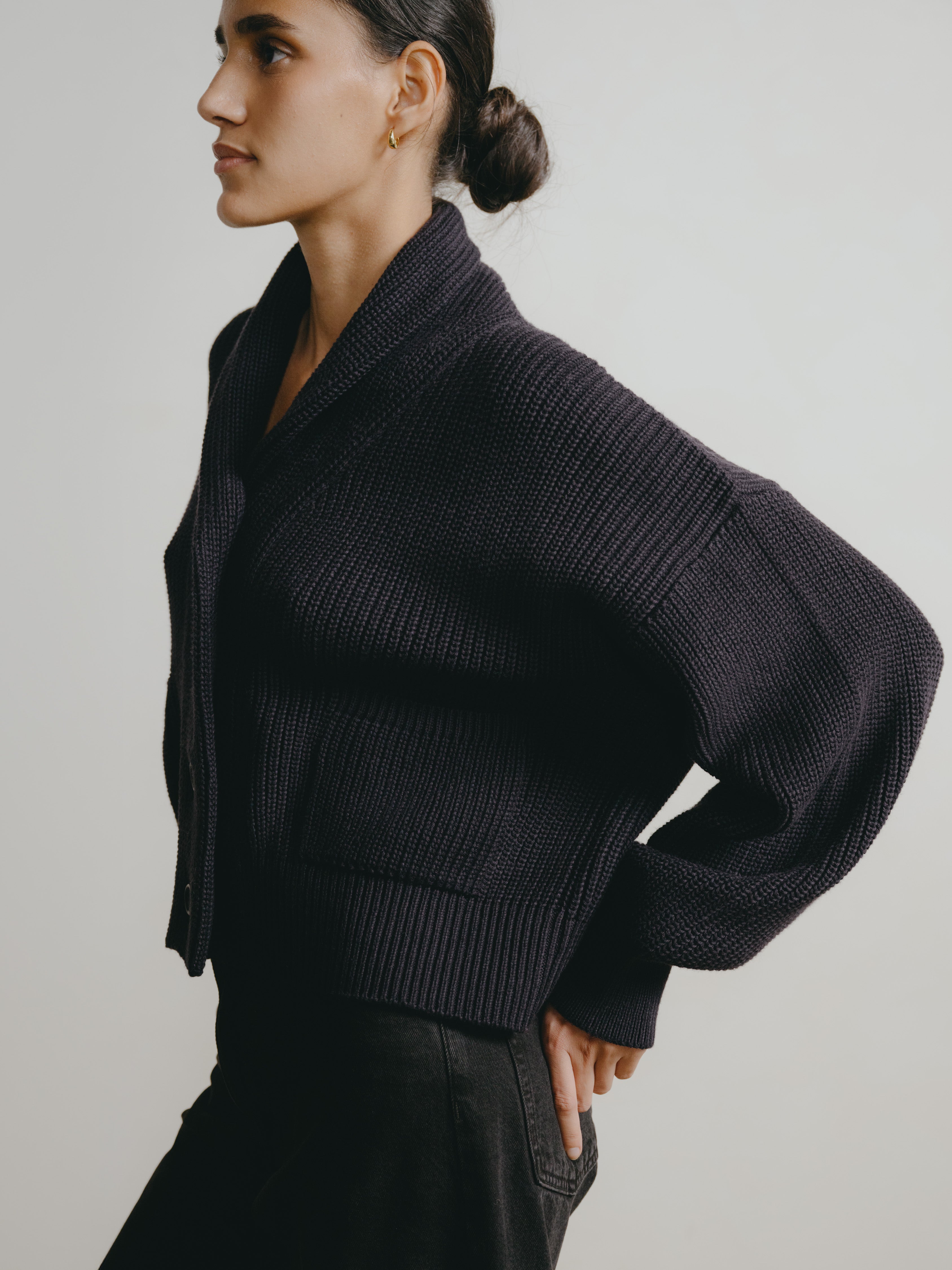 Sloan Cardigan, Organic Tanguis Cotton, Navy