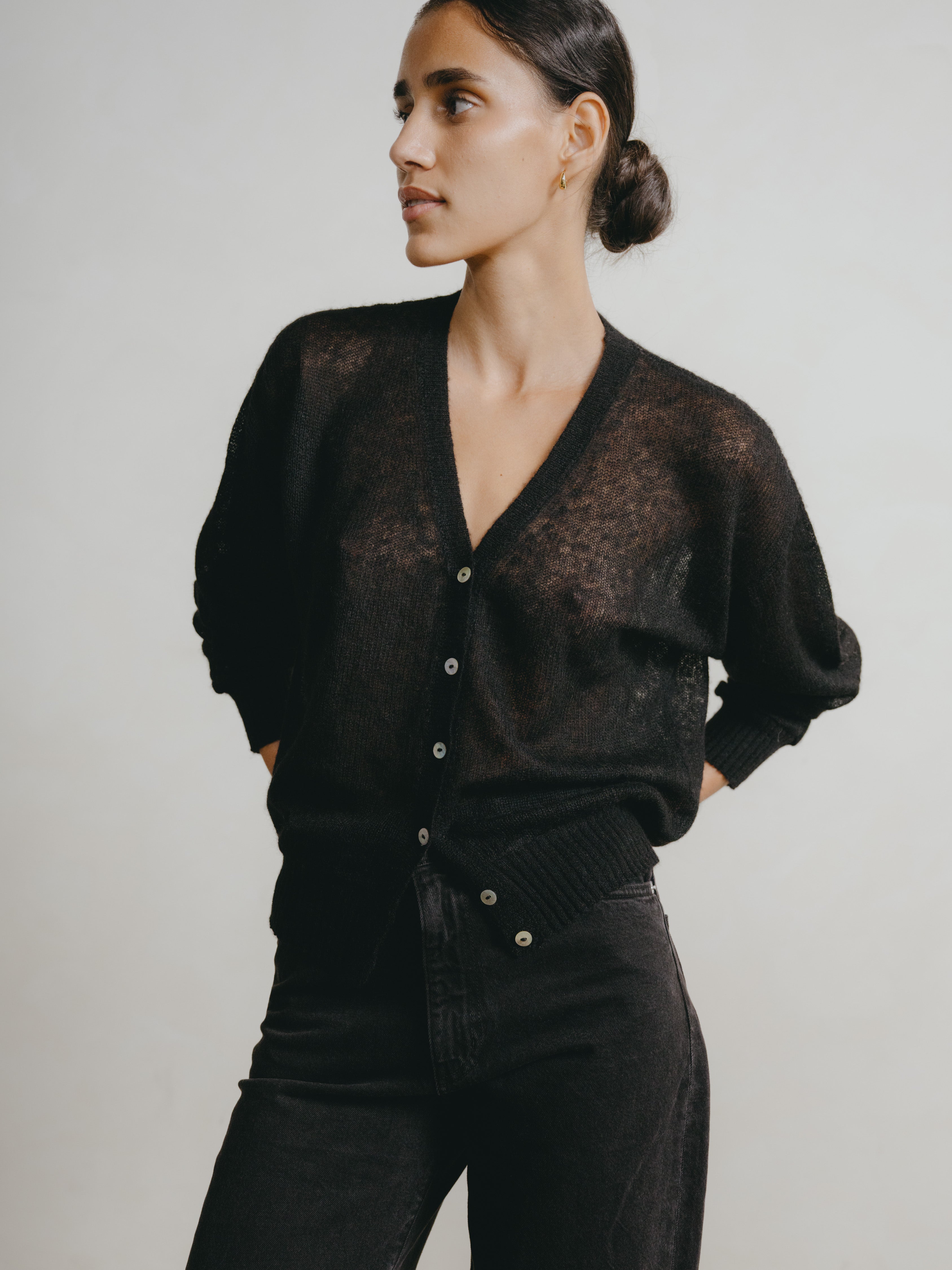 Perla Cardi, Sheer Alpaca Blend, Black
