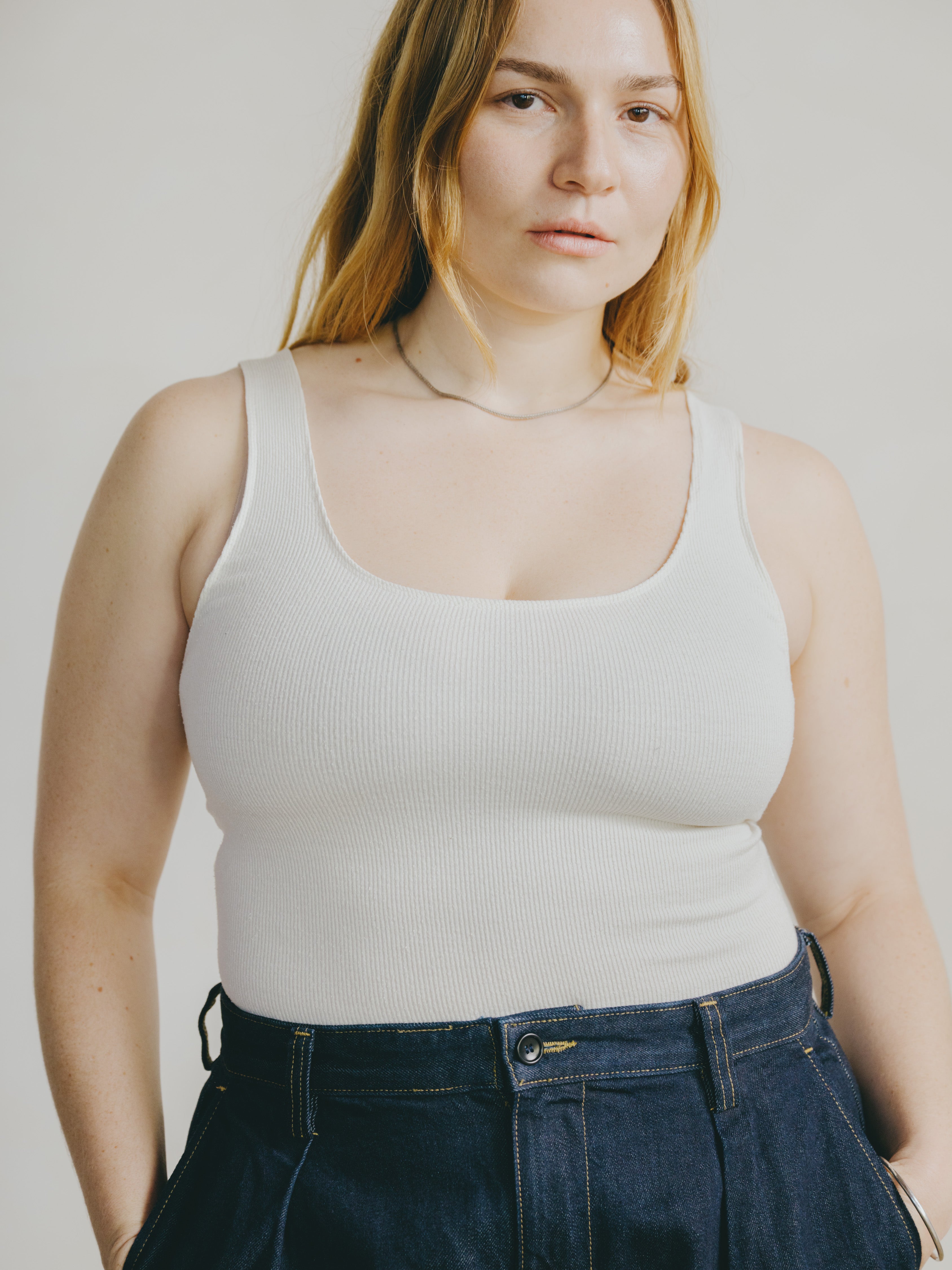 Christy Bodysuit, Ribbed Silk Noil Jersey, Natural