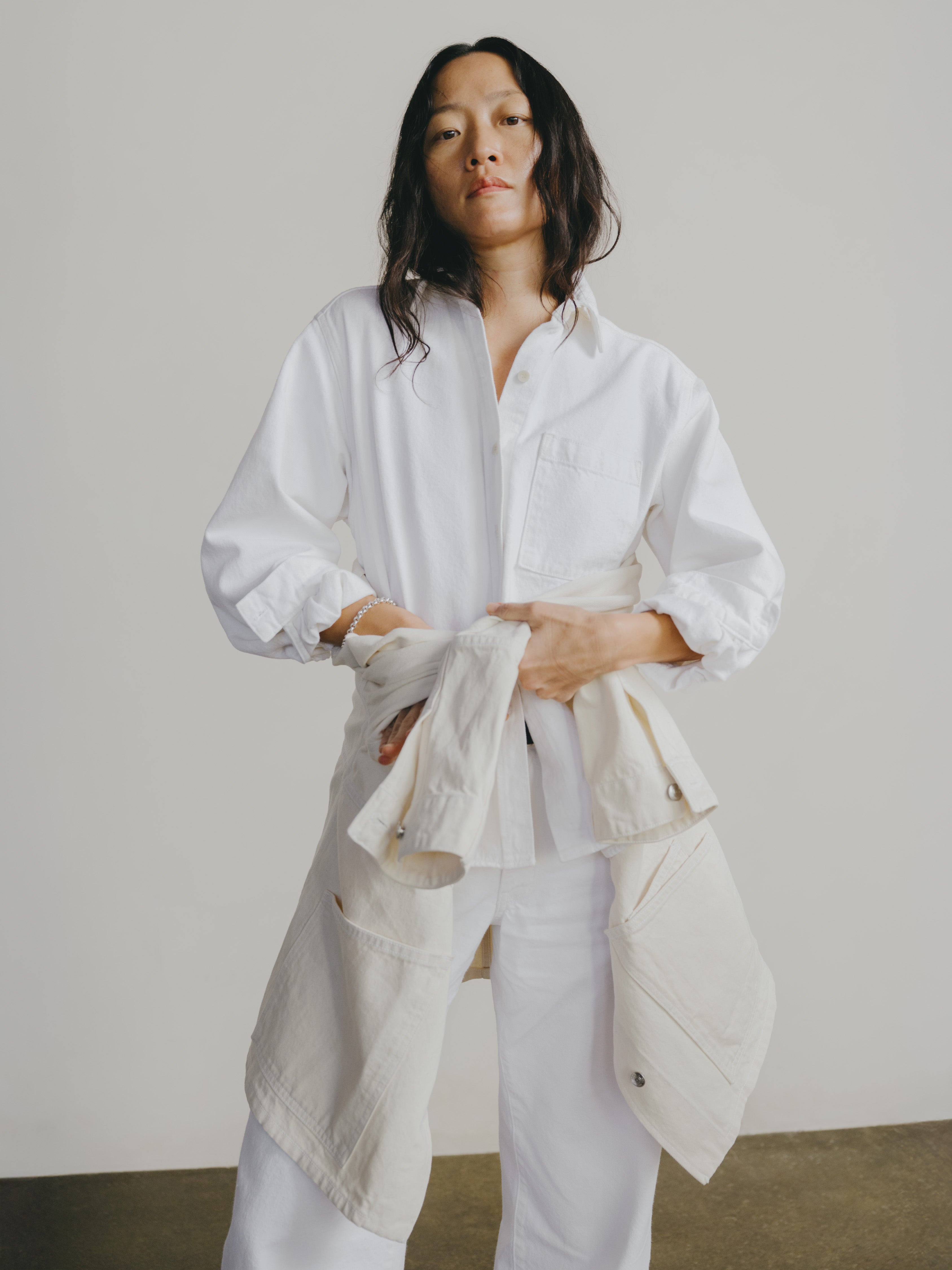 Denim Marcie Shirt, Recycled Denim, Salt