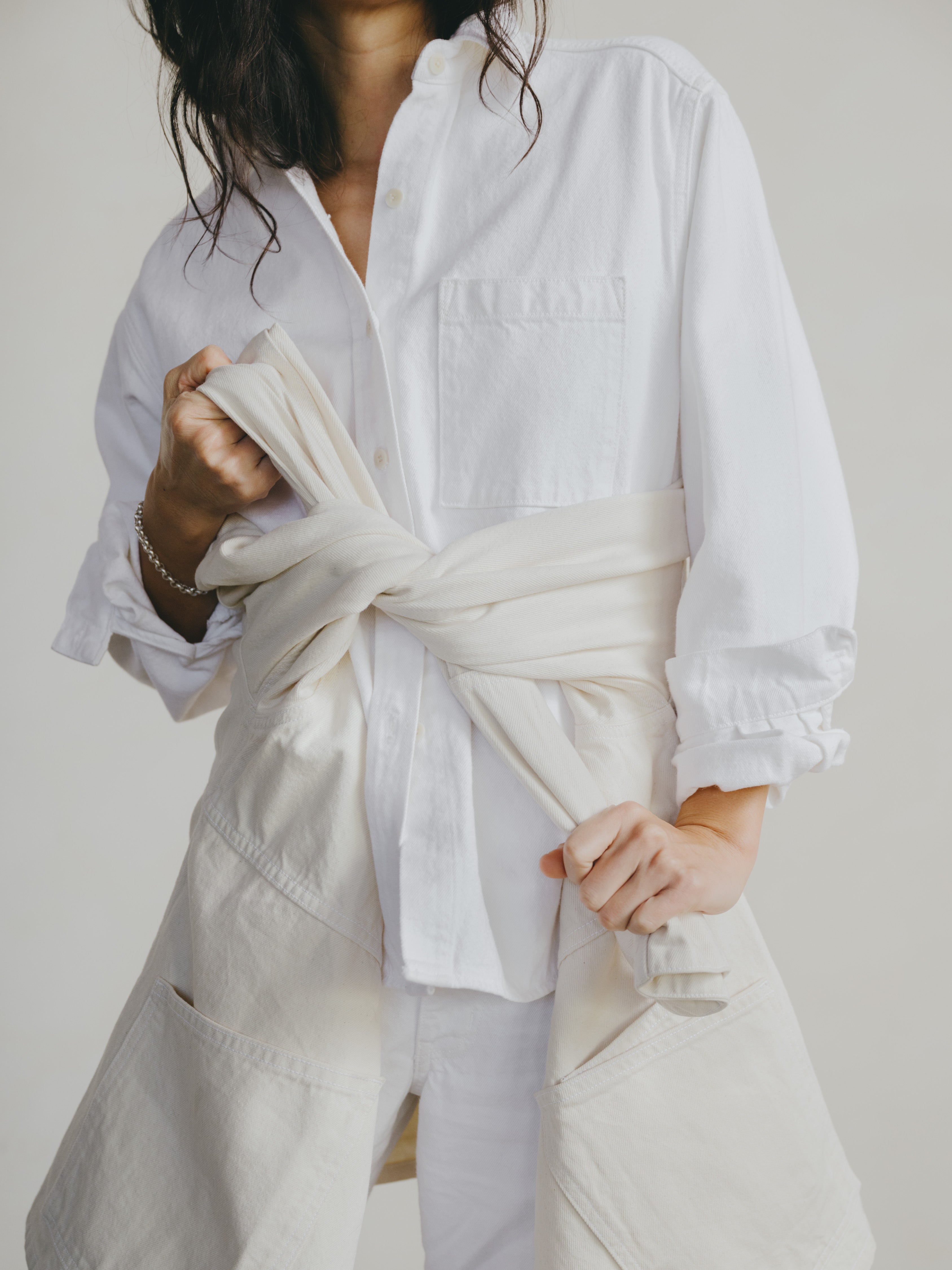 Denim Marcie Shirt, Recycled Denim, Salt