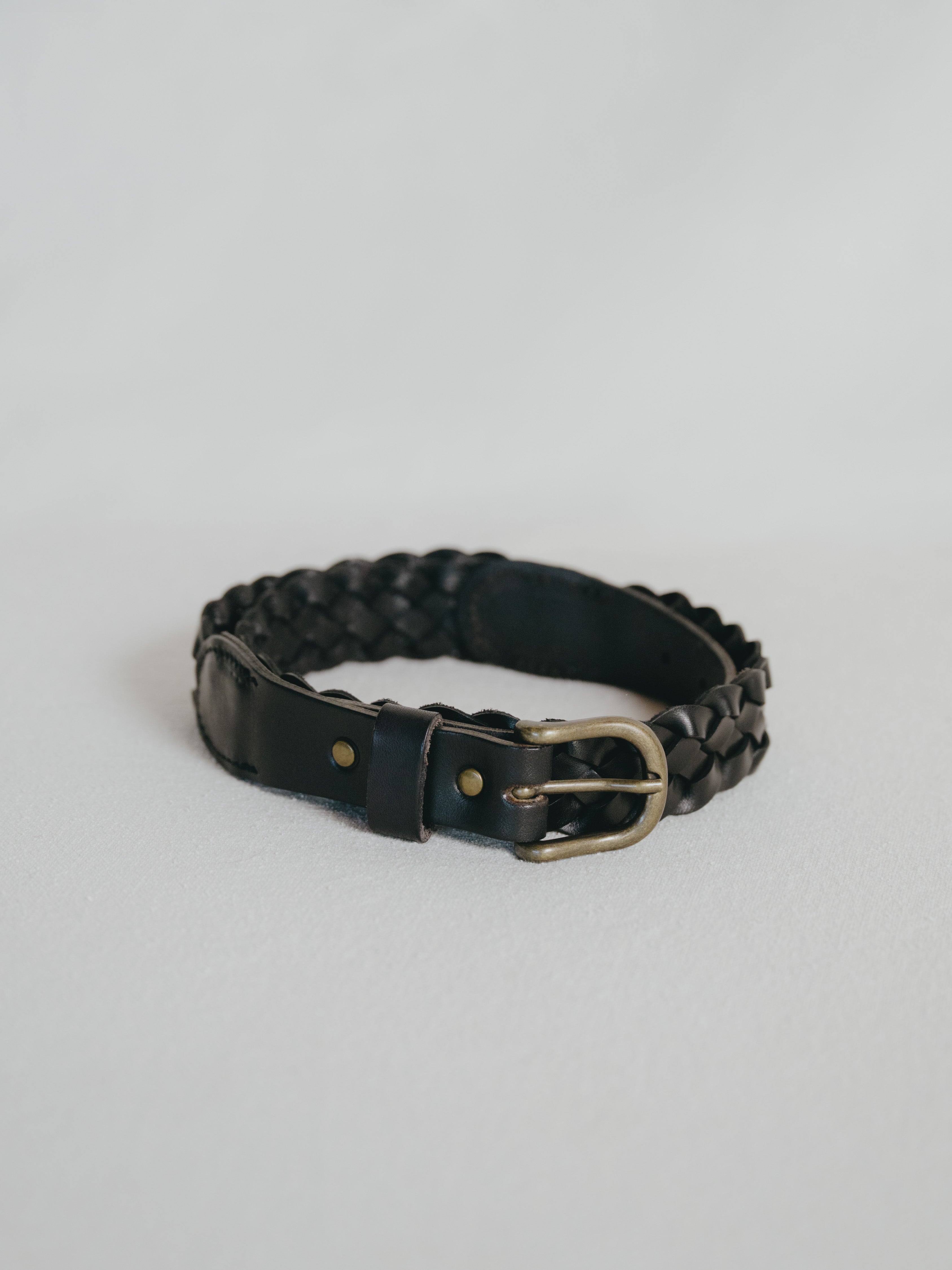 Braided Belt, Leather, Black