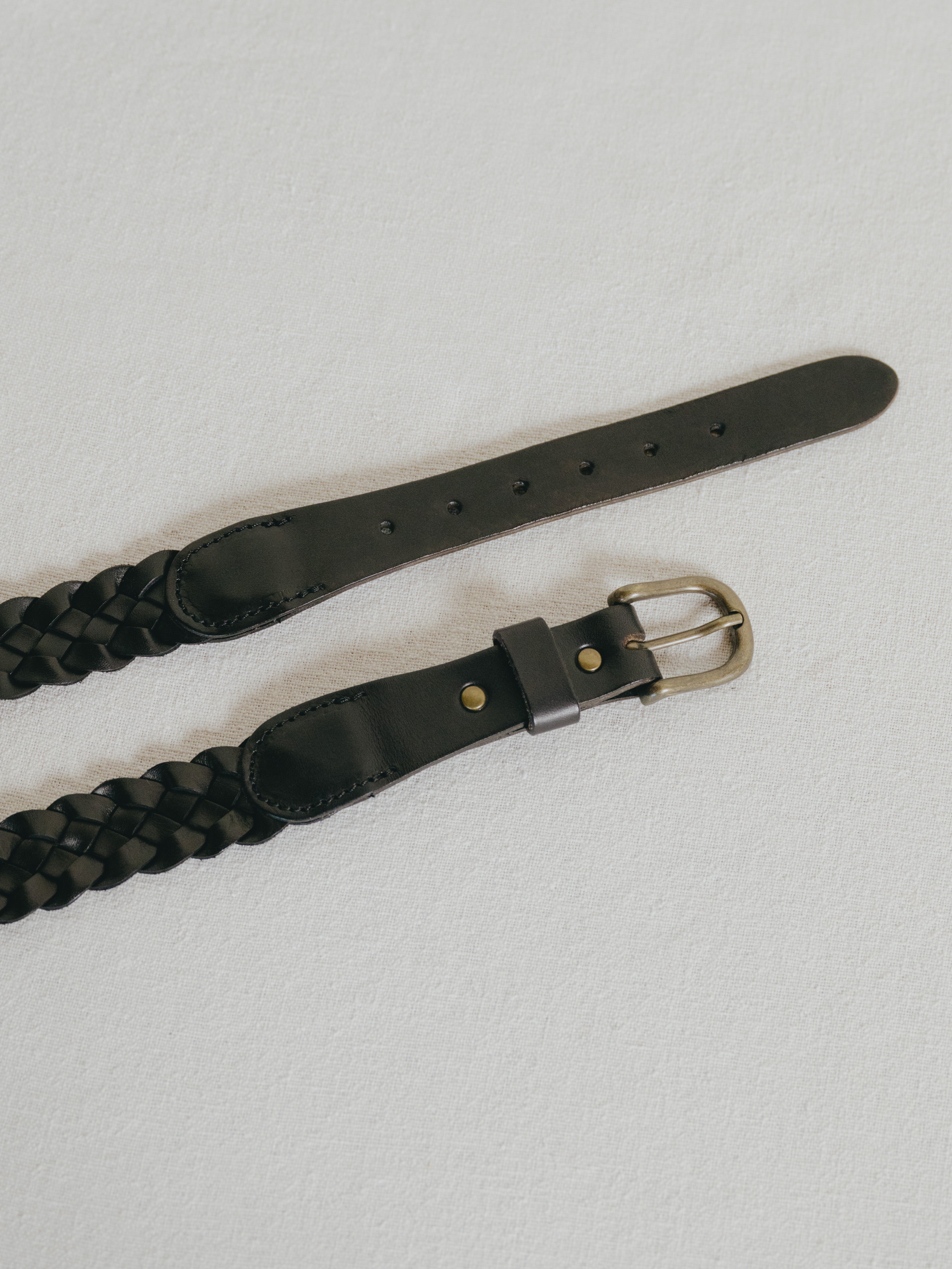 Braided Belt, Leather, Black