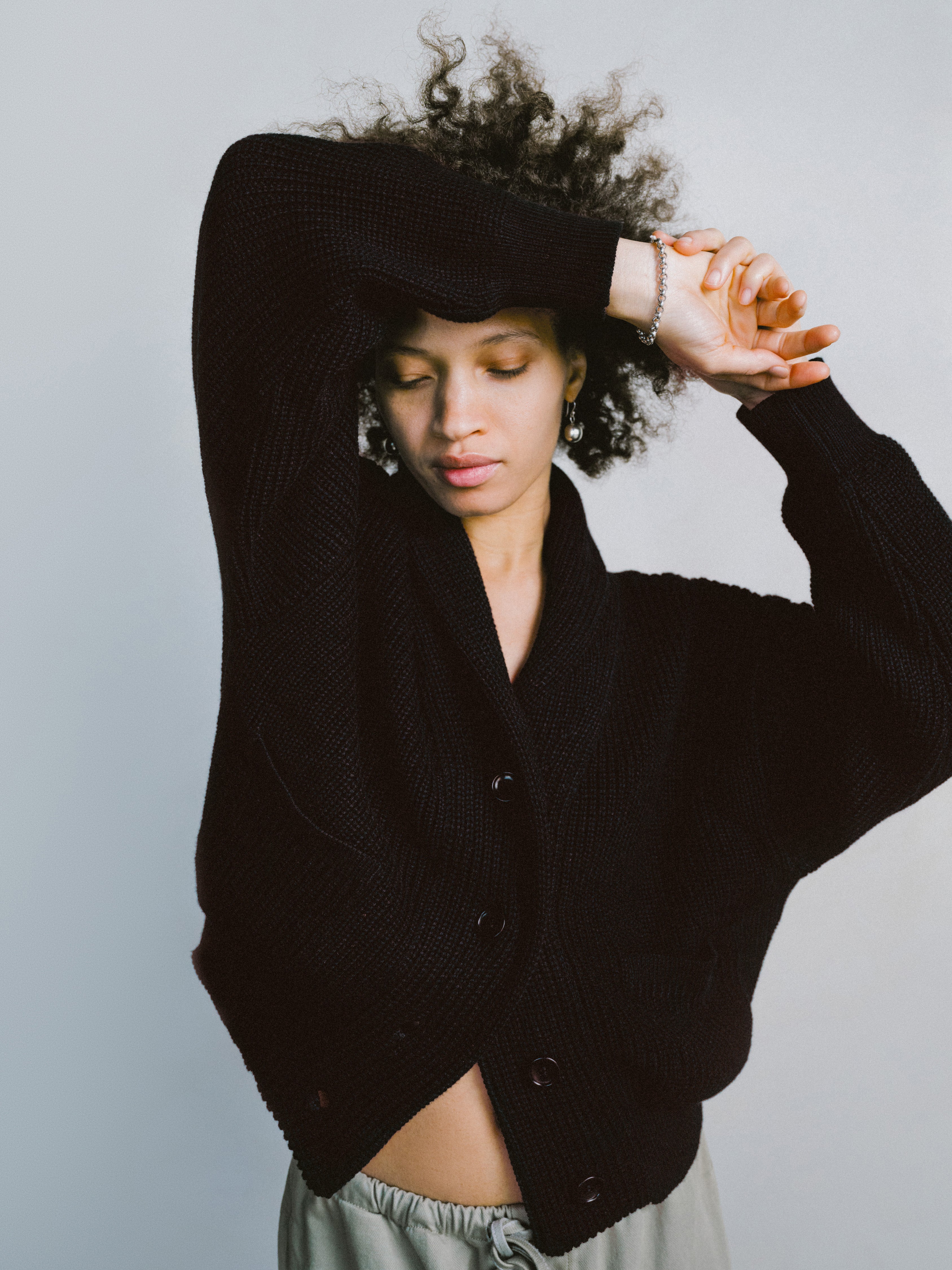 Sloan Cardigan, Organic Tanguis Cotton, Soft Black