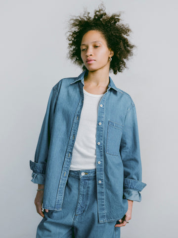 [ ] Overfit Tencel Denim Shirt ★大人気★ Caruso - Denim-blue tencel shirt