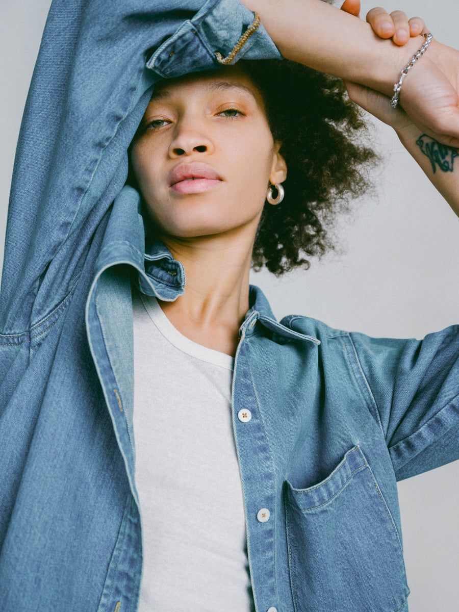 Denim Marcie Shirt, Tencel Denim, Vintage Light