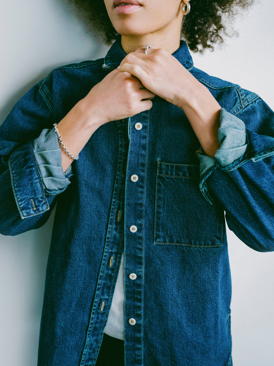 Denim Marcie Shirt, Tencel Denim, Vintage Dark