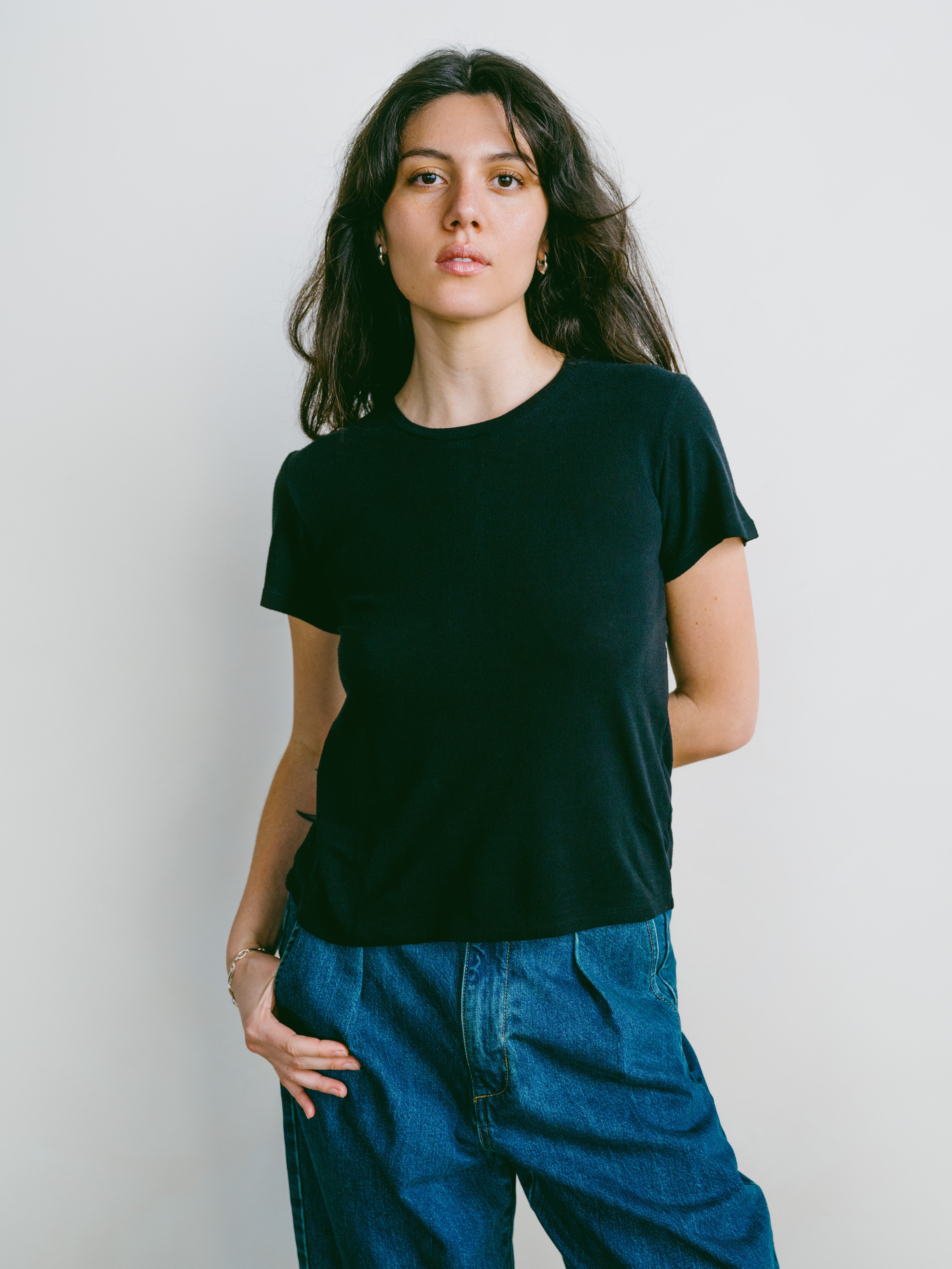 Classic Tee, Regen Silk Noil Jersey, Black