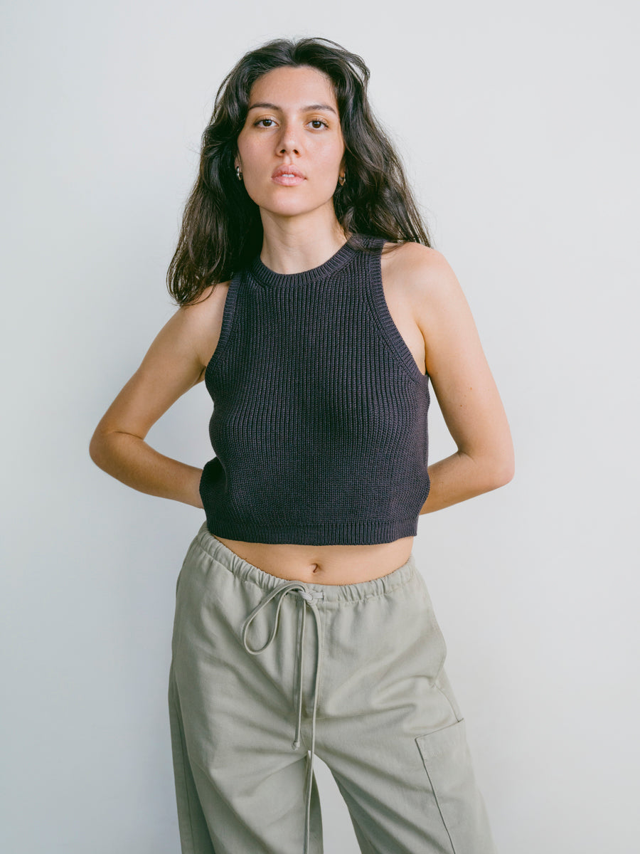 Mona Tank, Organic Cotton, Soft Black