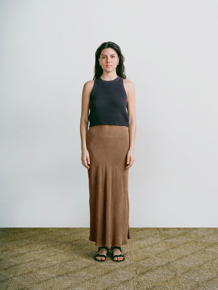 Harper Maxi Skirt, Japanese Cupro, Almond