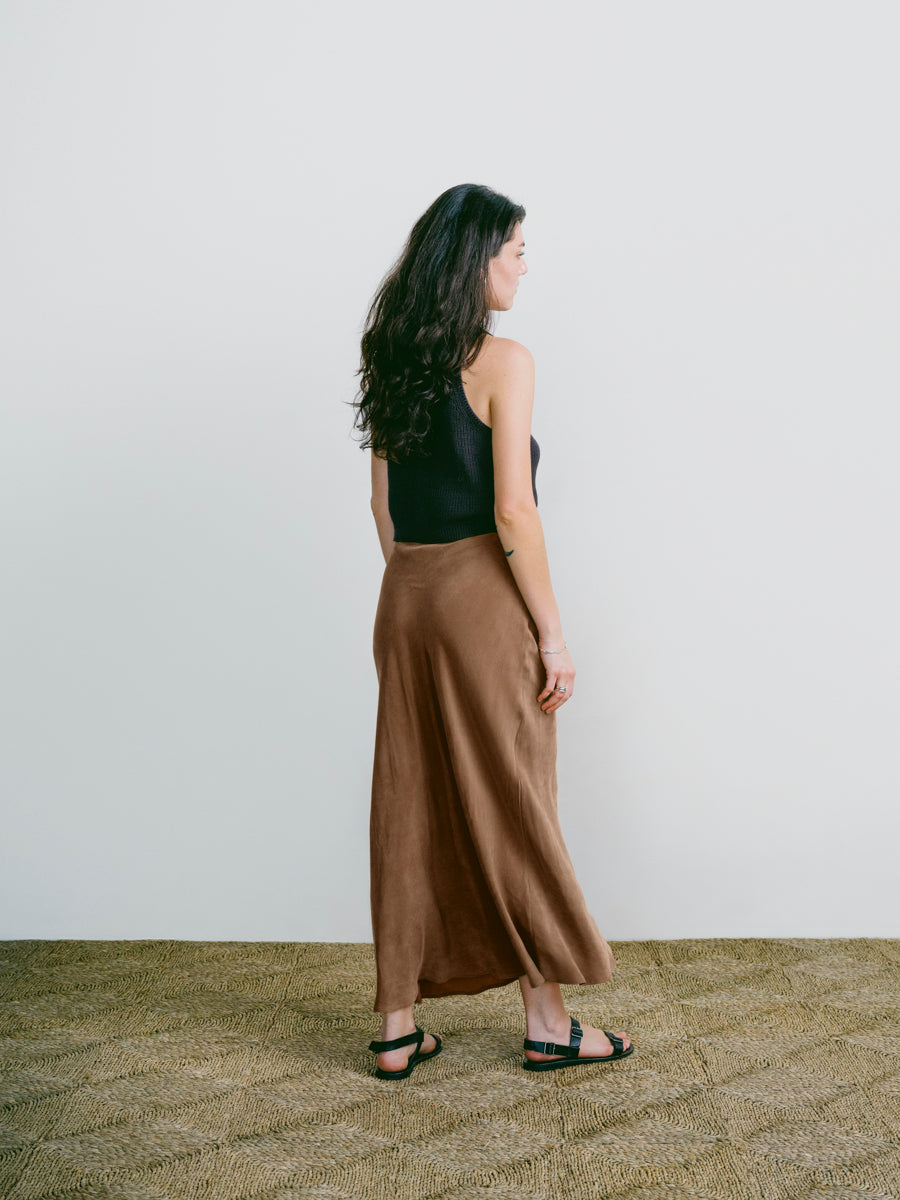 Harper Maxi Skirt, Japanese Cupro, Almond
