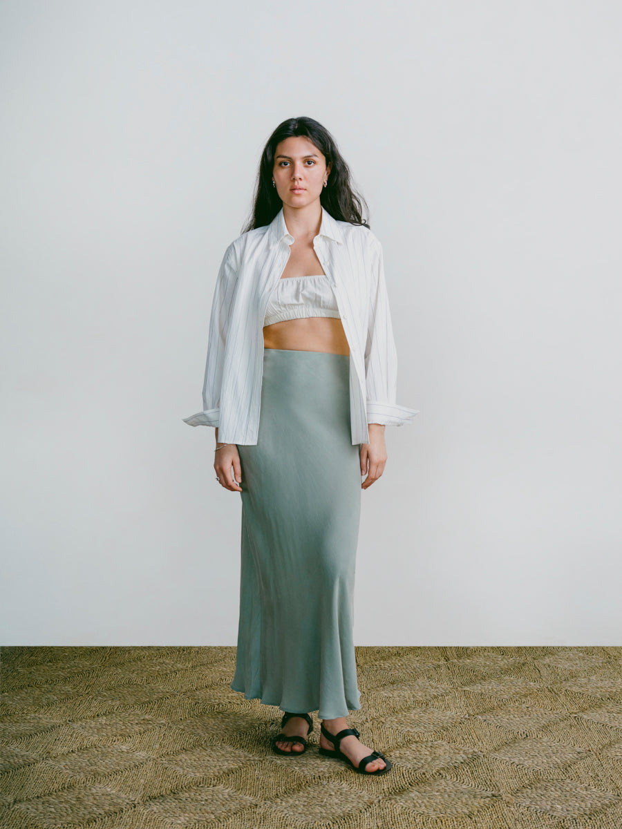 Harper Maxi Skirt, Japanese Cupro, Meadow | OZMA