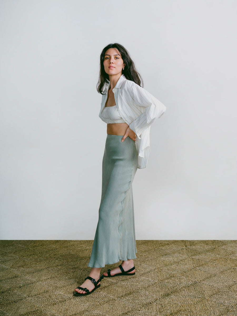 Harper Maxi Skirt, Japanese Cupro, Meadow