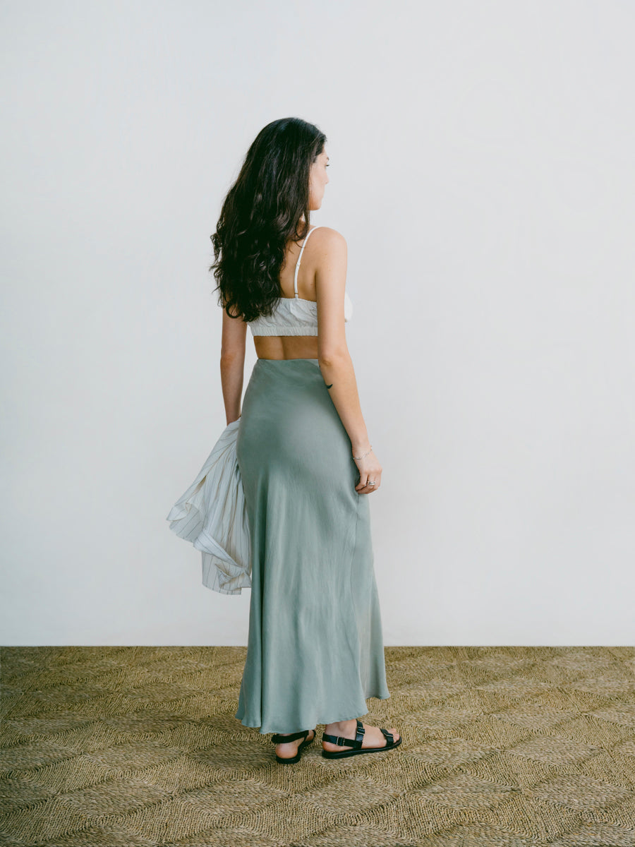 Harper Maxi Skirt, Japanese Cupro, Meadow