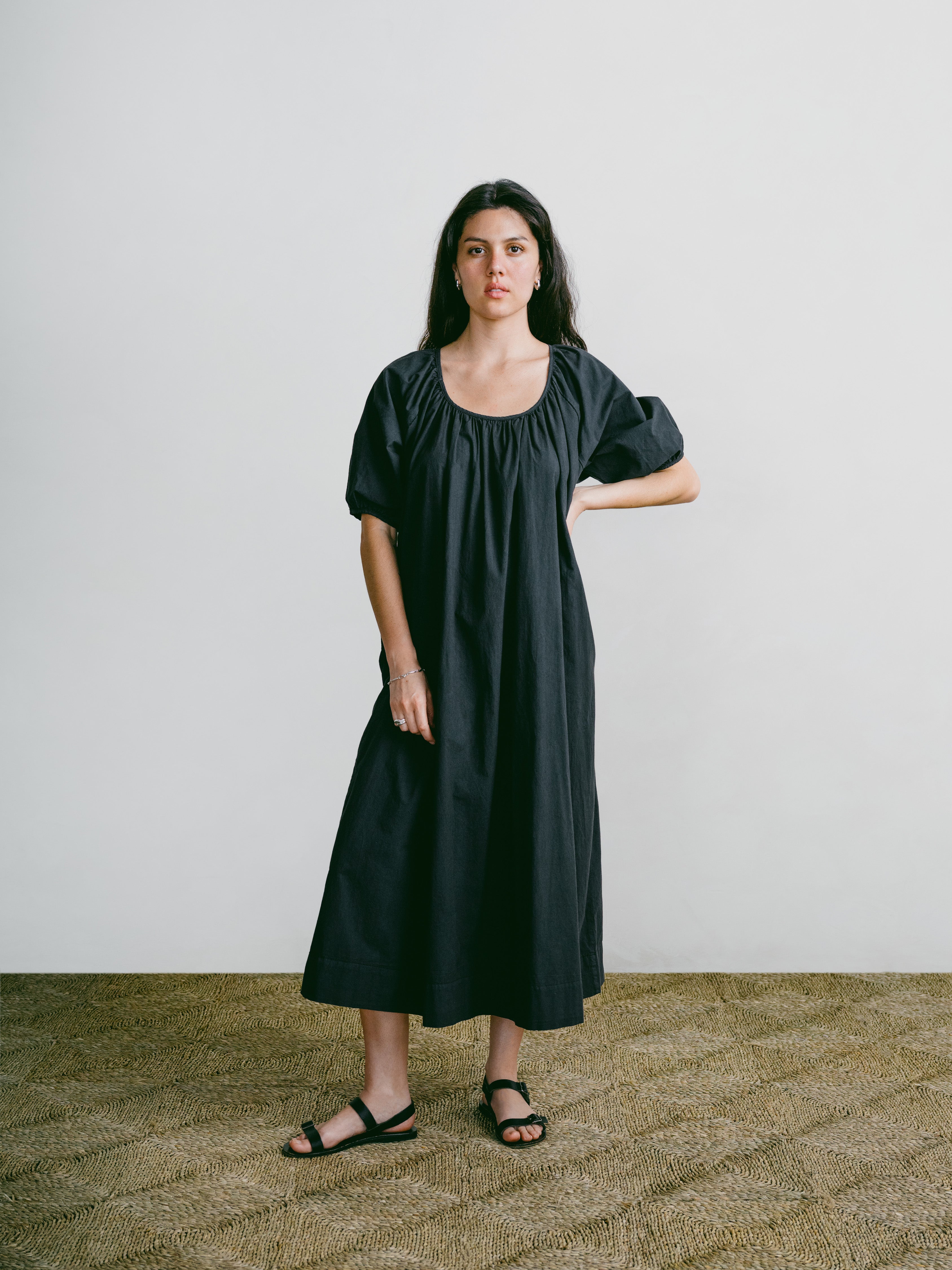 Ophelia Dress, Organic Batiste, Soft Black