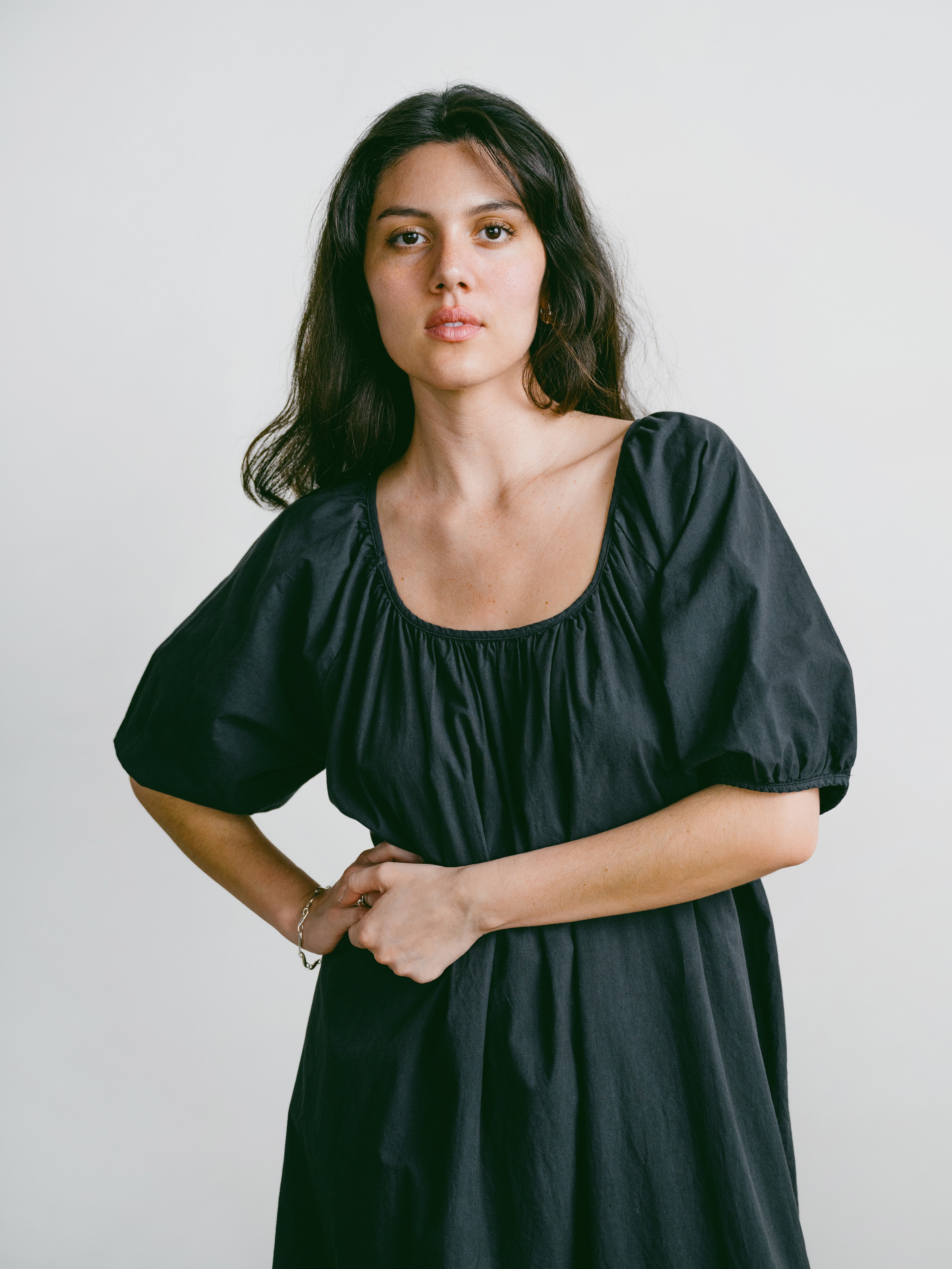 Ophelia Dress, Organic Batiste, Soft Black
