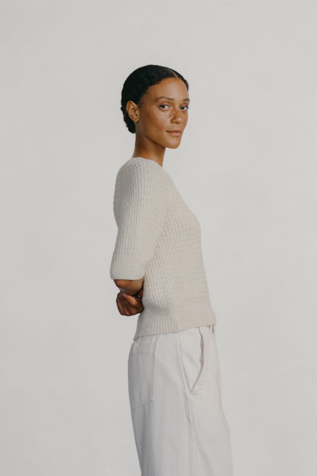 Lloyd Waffle Knit, Alpaca Cotton, Cream