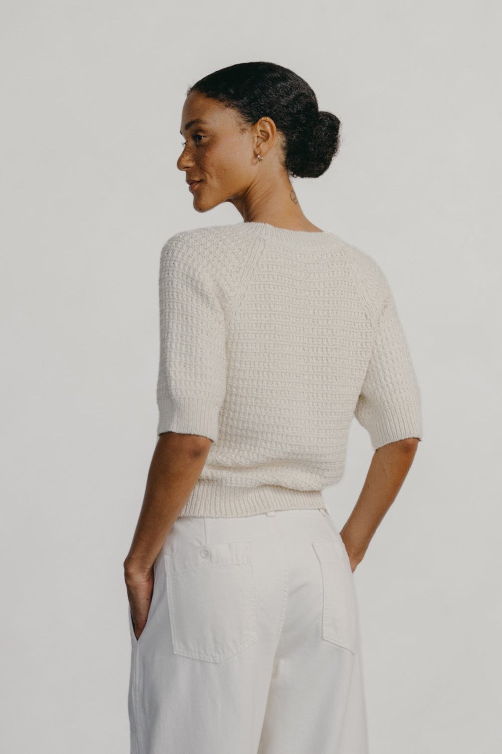 (Imperfect) Lloyd Waffle Knit, Alpaca Cotton, Cream