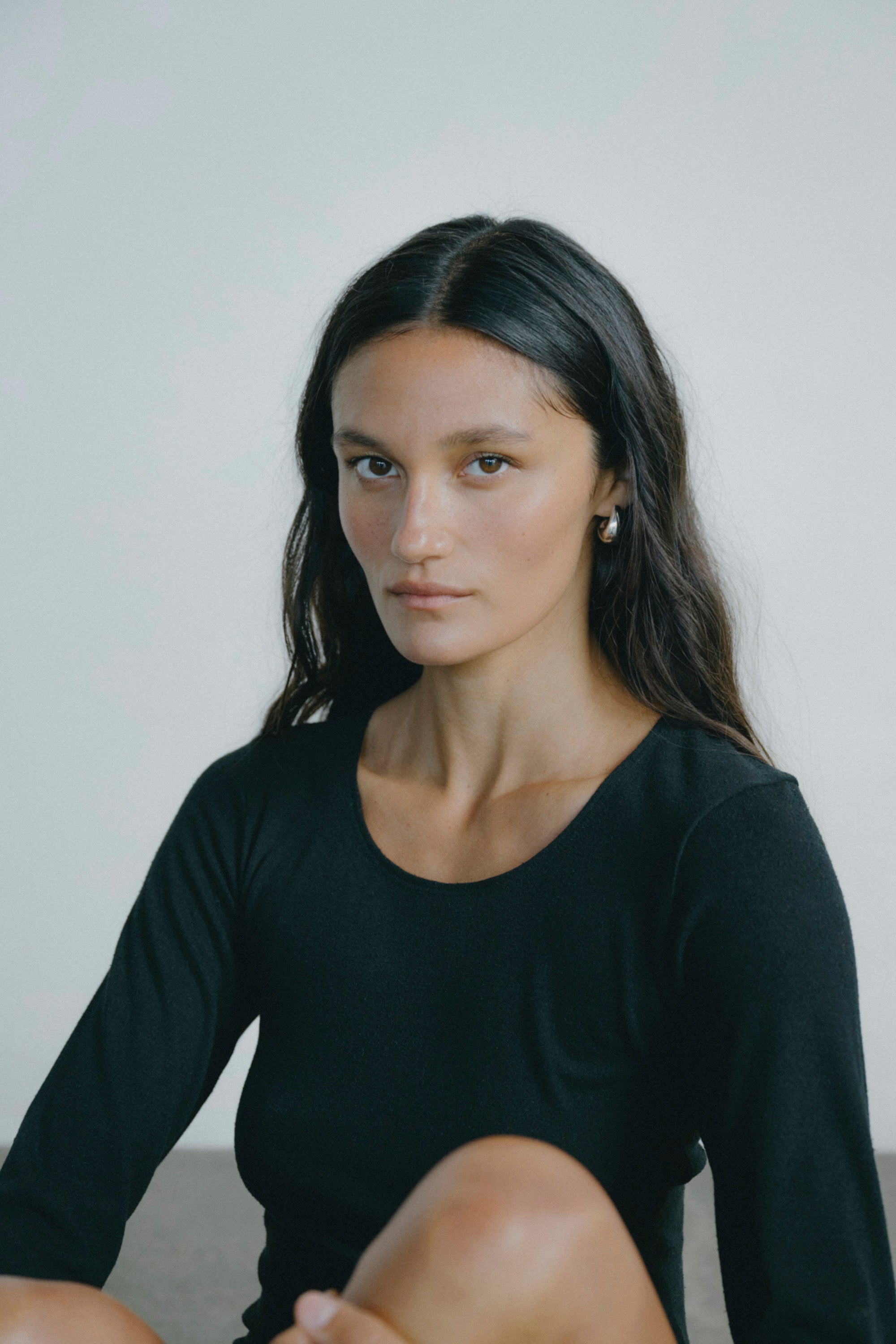 Naomi Bodysuit, Regen Silk Noil Jersey, Black