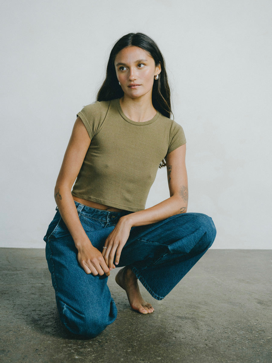 Lou Tee, Regen Silk Noil Jersey, Coffee