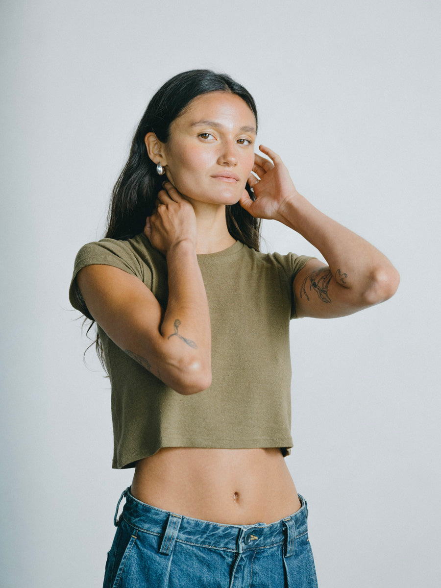 Lou Tee, Regen Silk Noil Jersey, Coffee