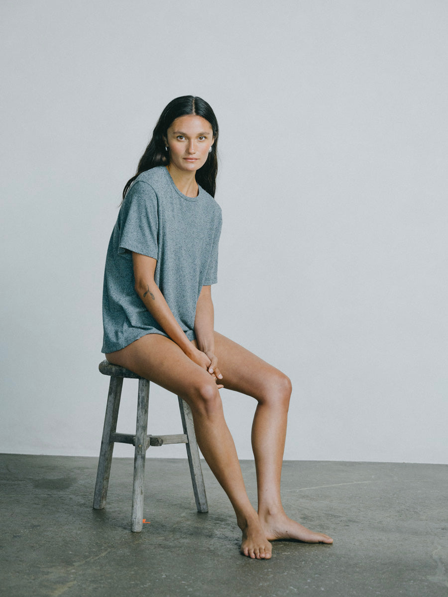 (Imperfect) Big Tee, Regen Silk Noil Jersey, Charcoal Heather