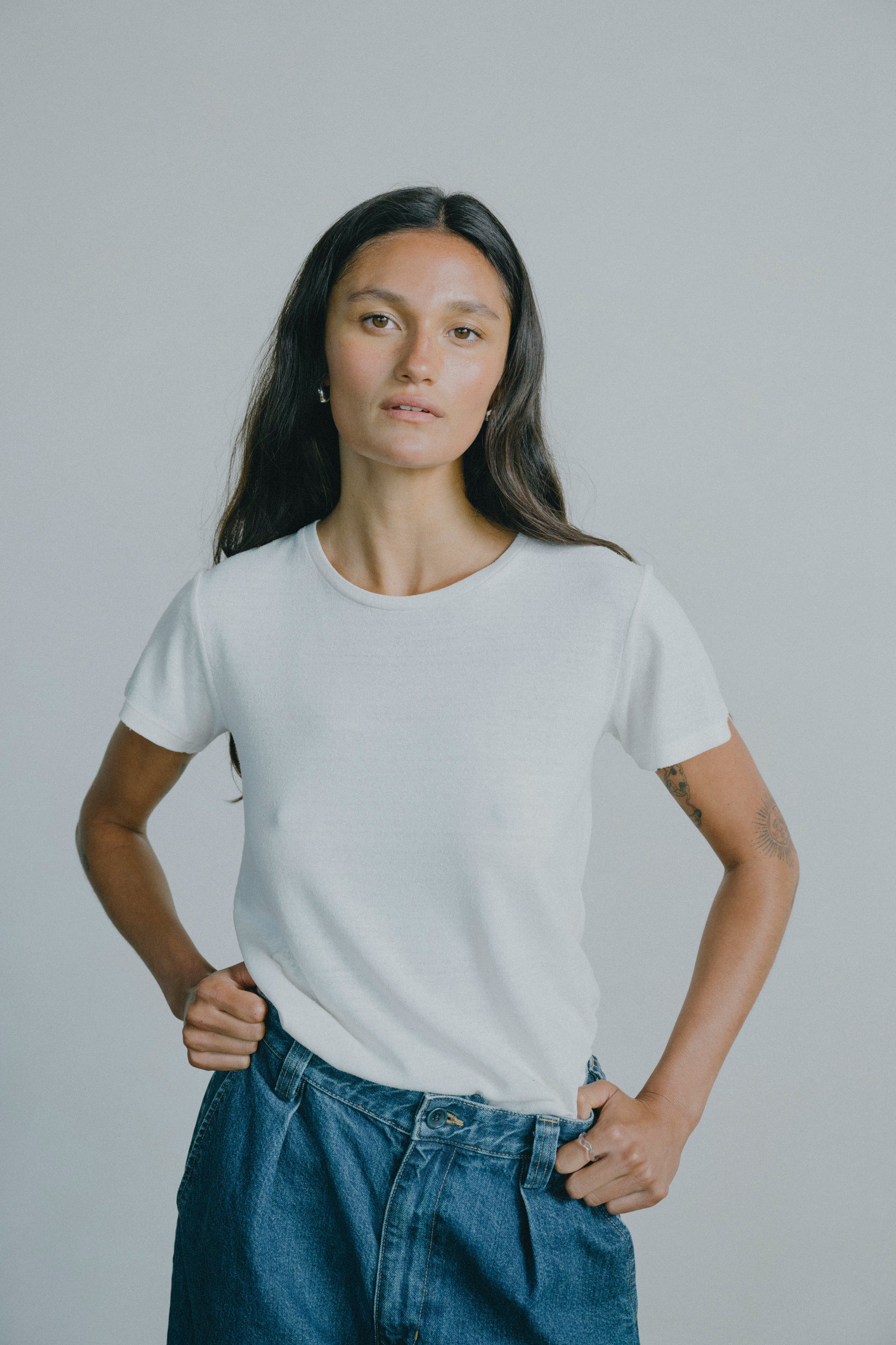 Light Pink Via Spare Silk Noil Pocket Tee