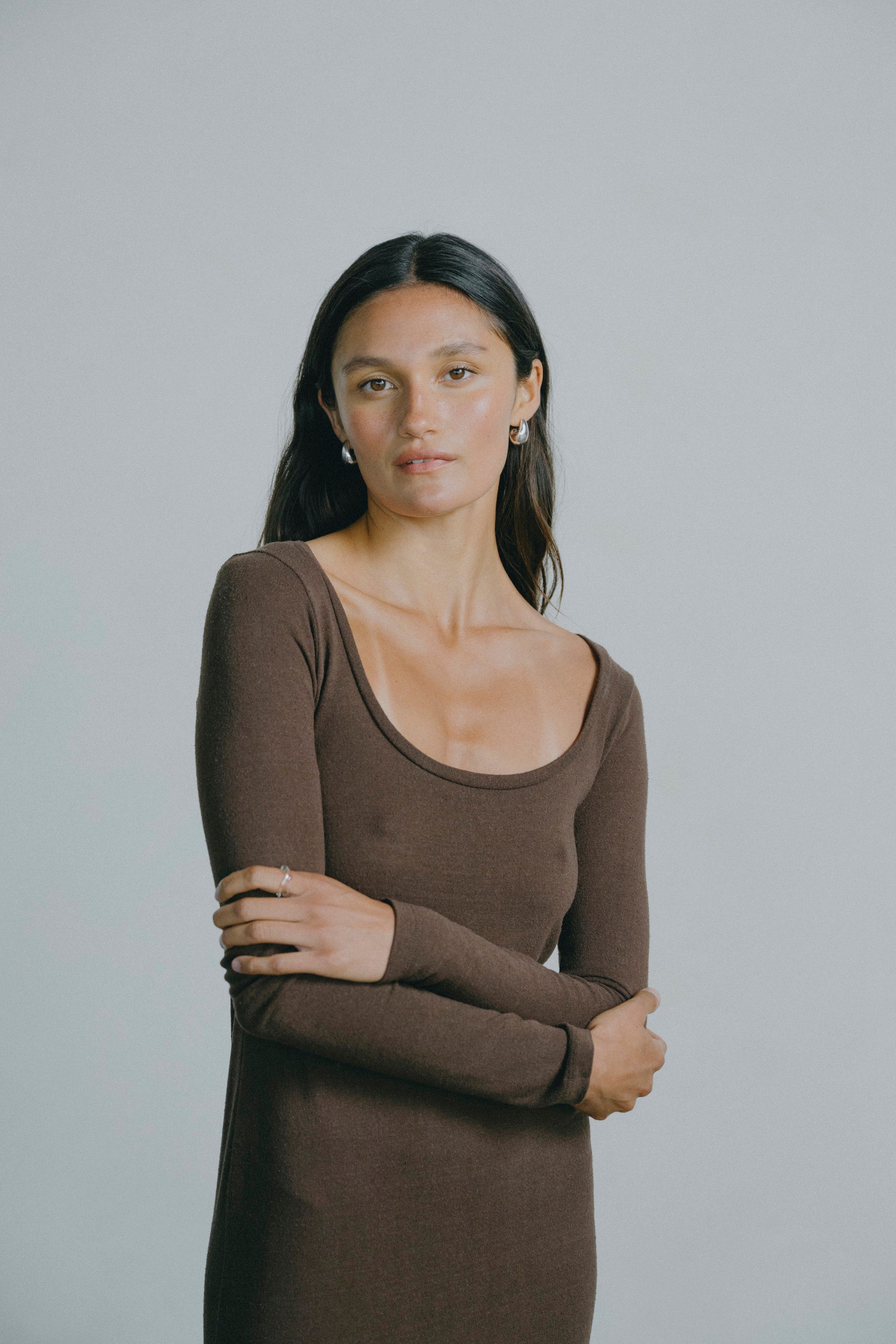 (Imperfect) Claudia Dress, Regen Silk Noil Jersey, Manzanita