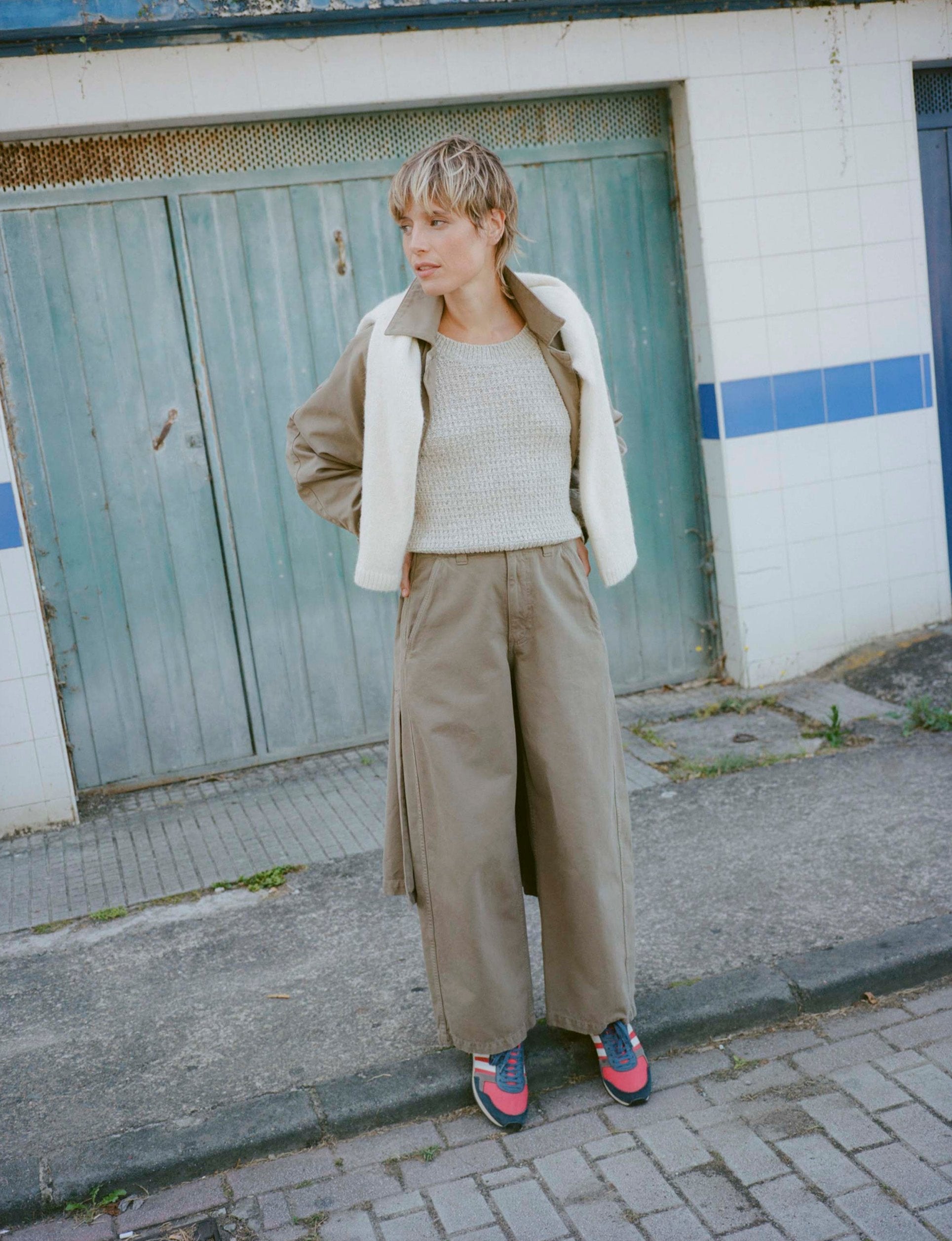 Wide Leg Chino, Organic Twill, Olive Khaki | OZMA