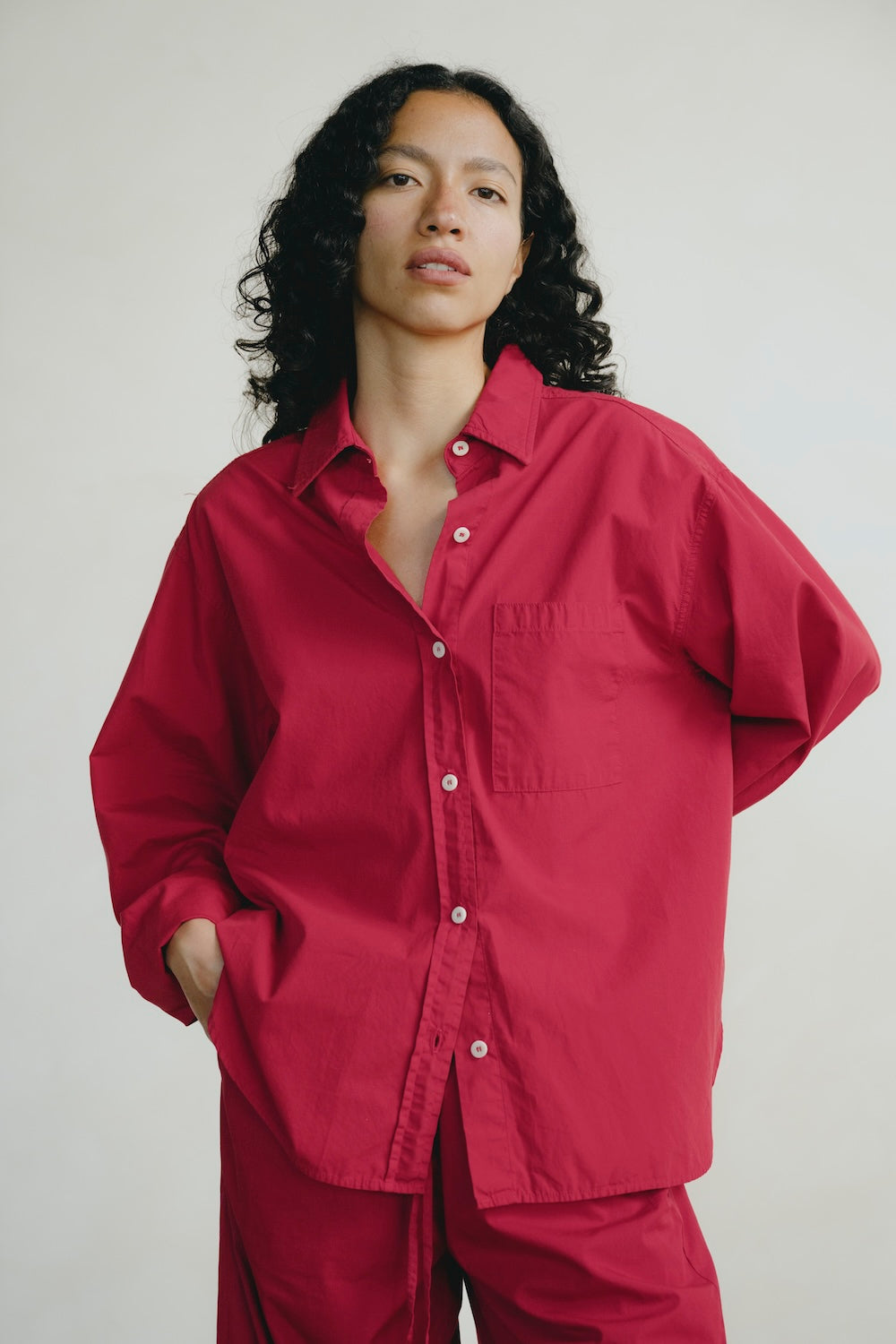 Marcie Shirt, Organic Poplin, Tomato