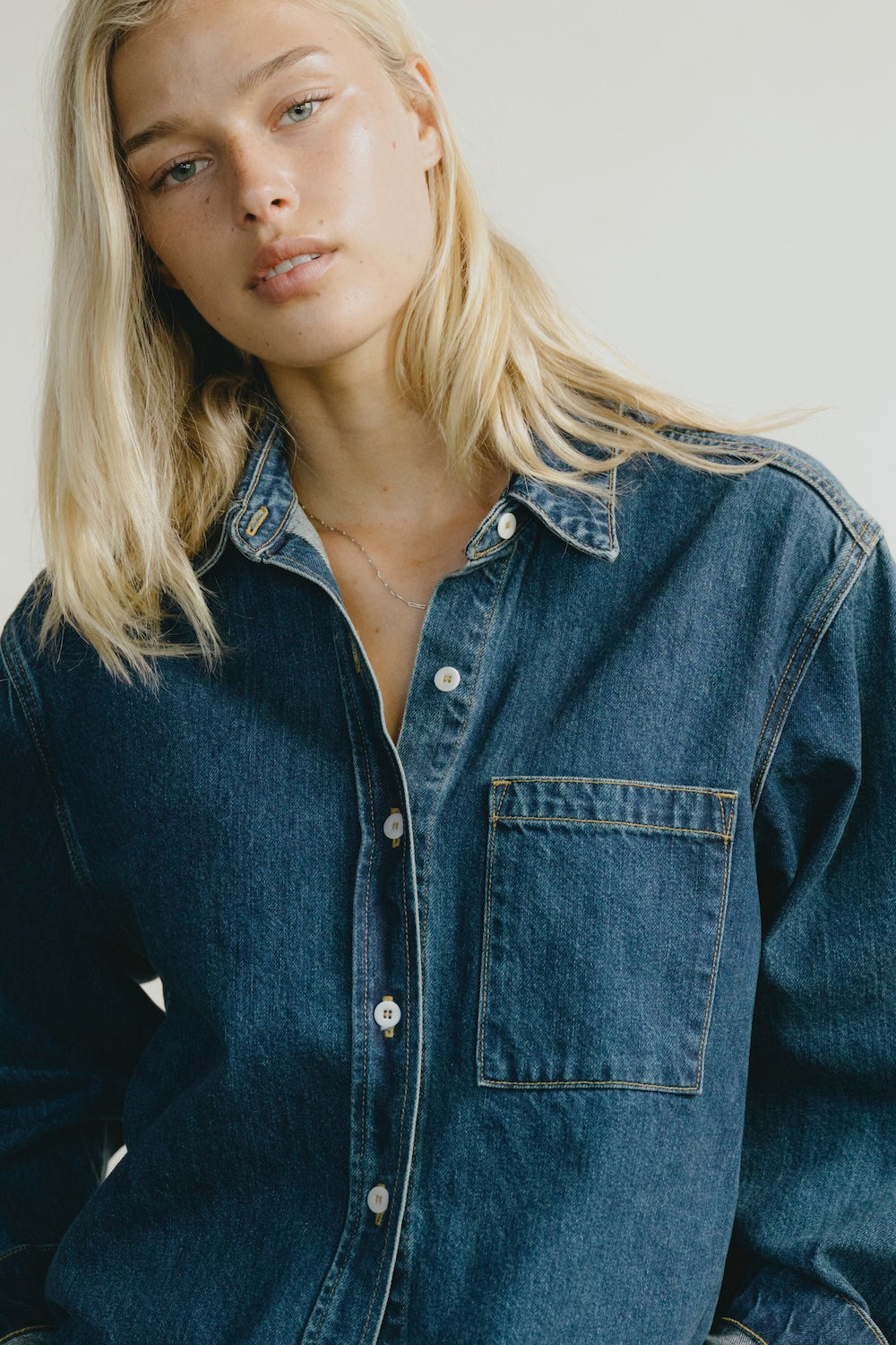 Denim Marcie Shirt, Tencel Denim, Vintage Dark