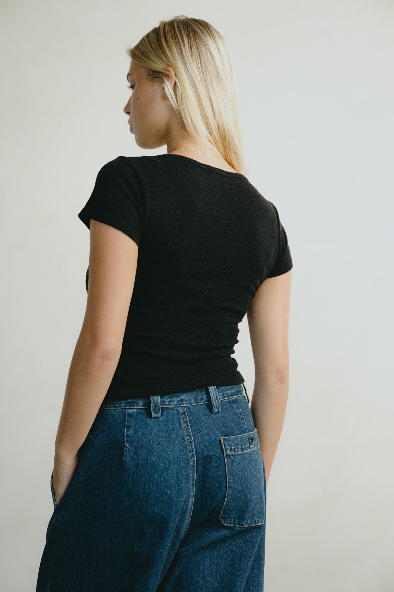 Baby Tee, Regen Silk Noil Jersey, Black