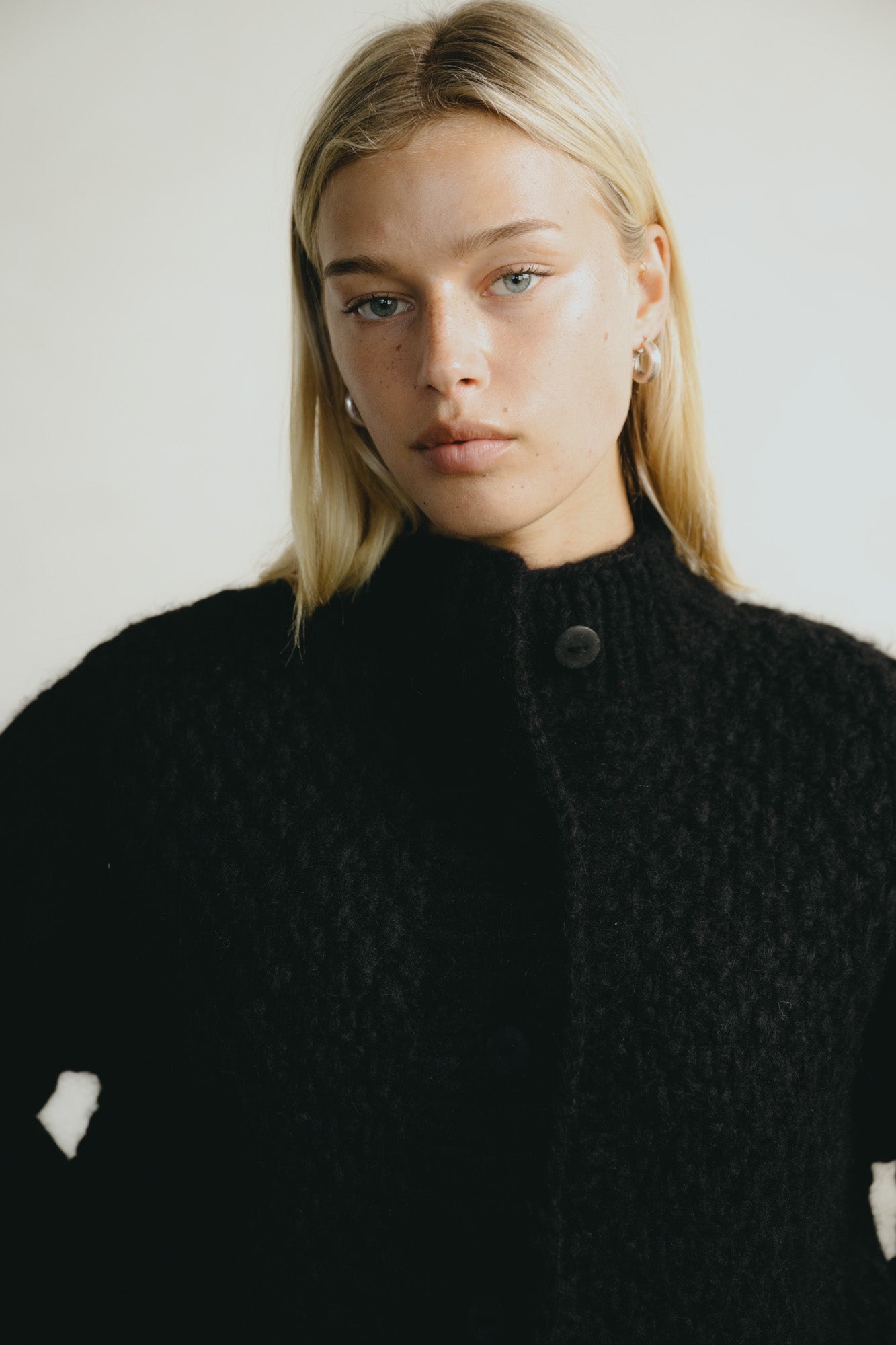 Bell Hand Knit Cardigan, Alpaca Blend, Black