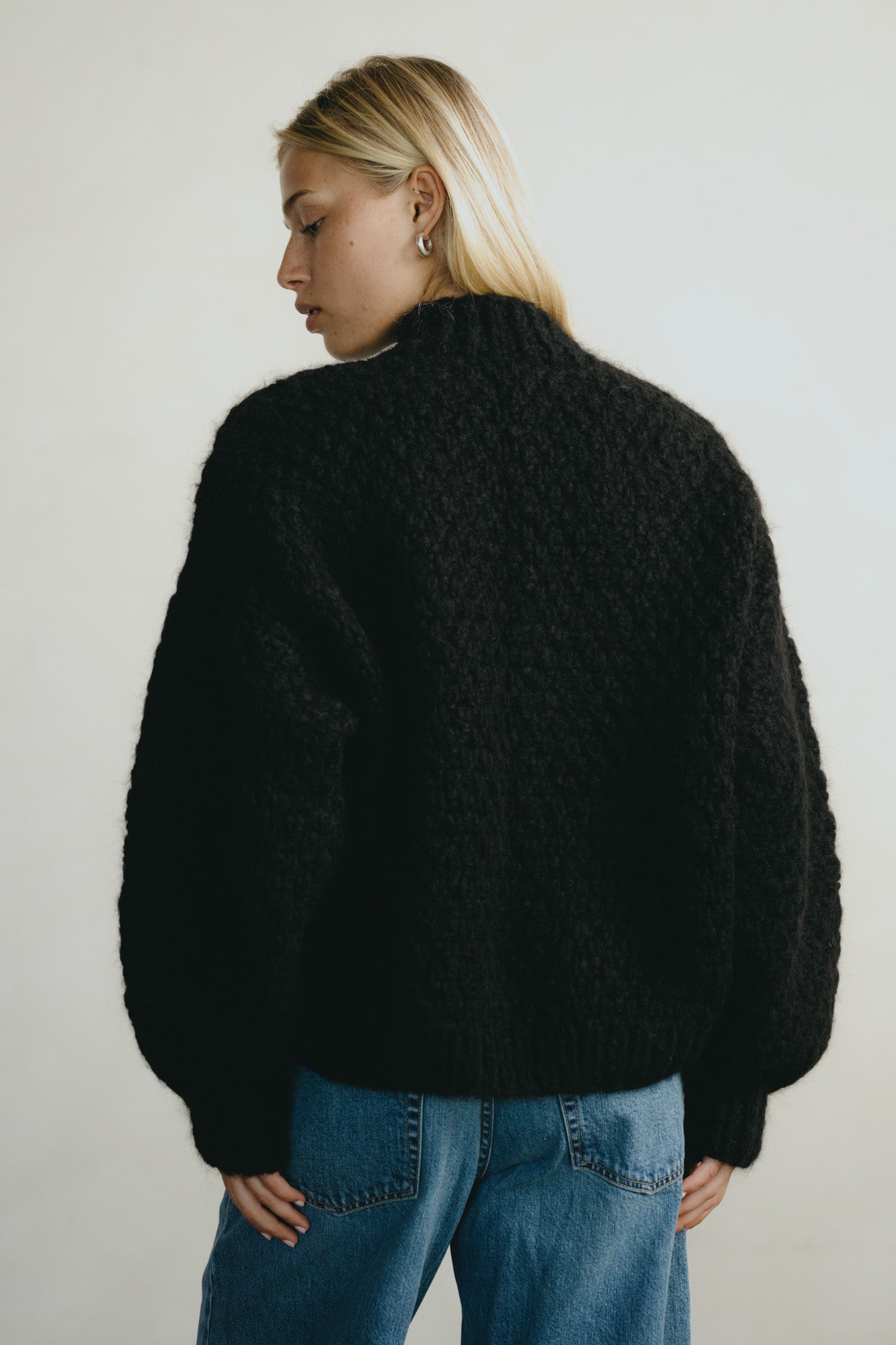 Bell Hand Knit Cardigan, Alpaca Blend, Black