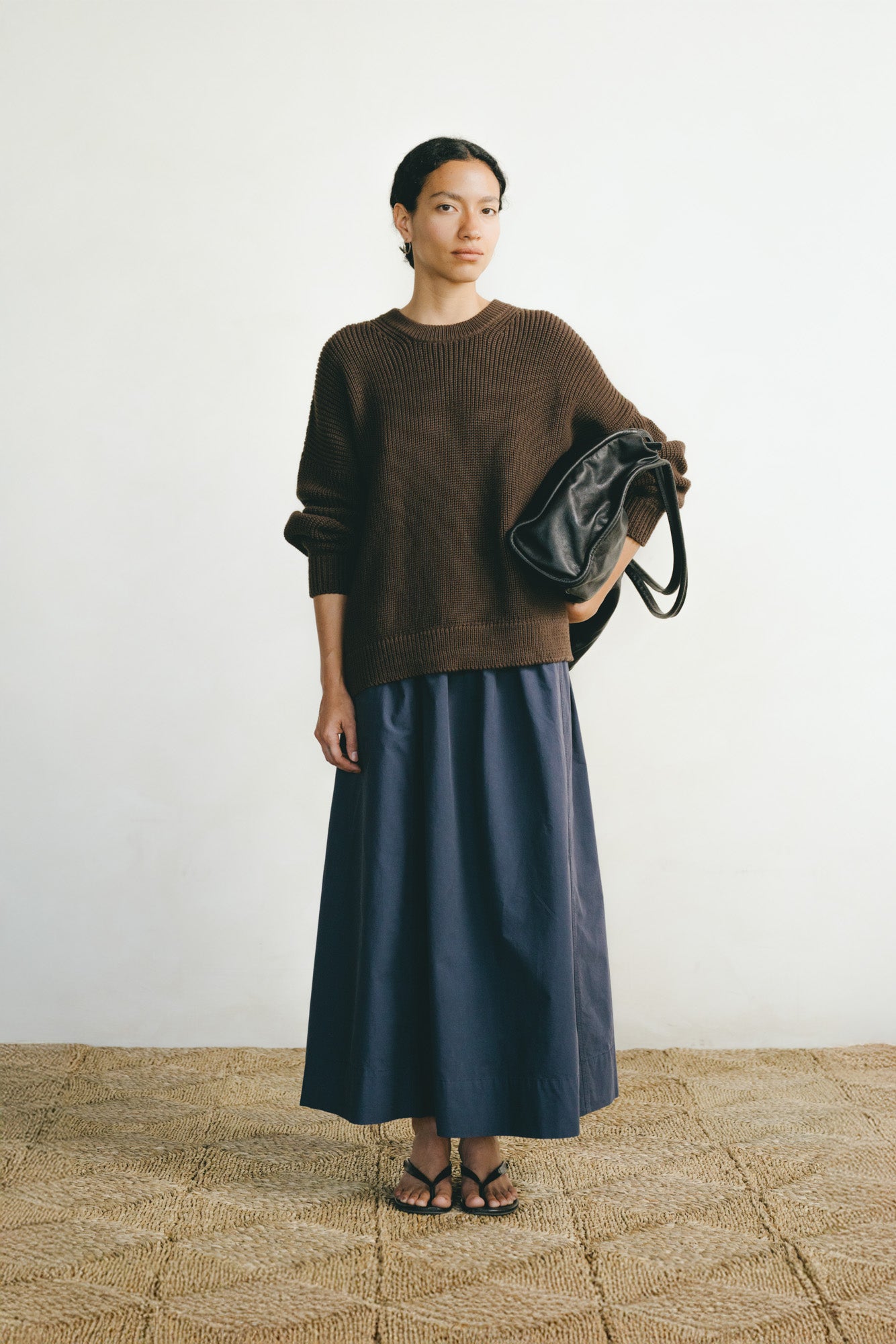 Paz Skirt, Organic Compact Poplin, Navy