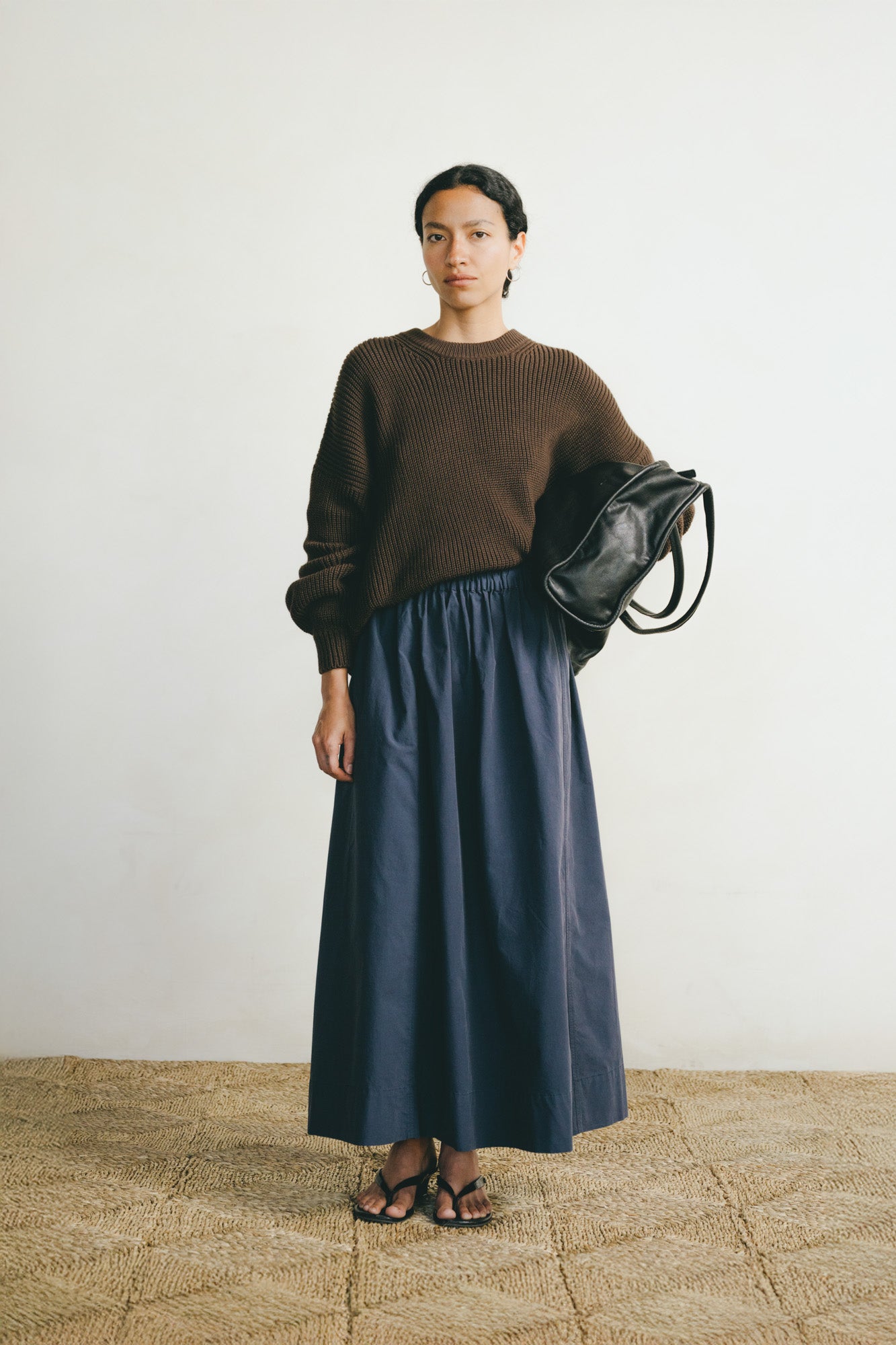 Paz Skirt, Organic Compact Poplin, Navy