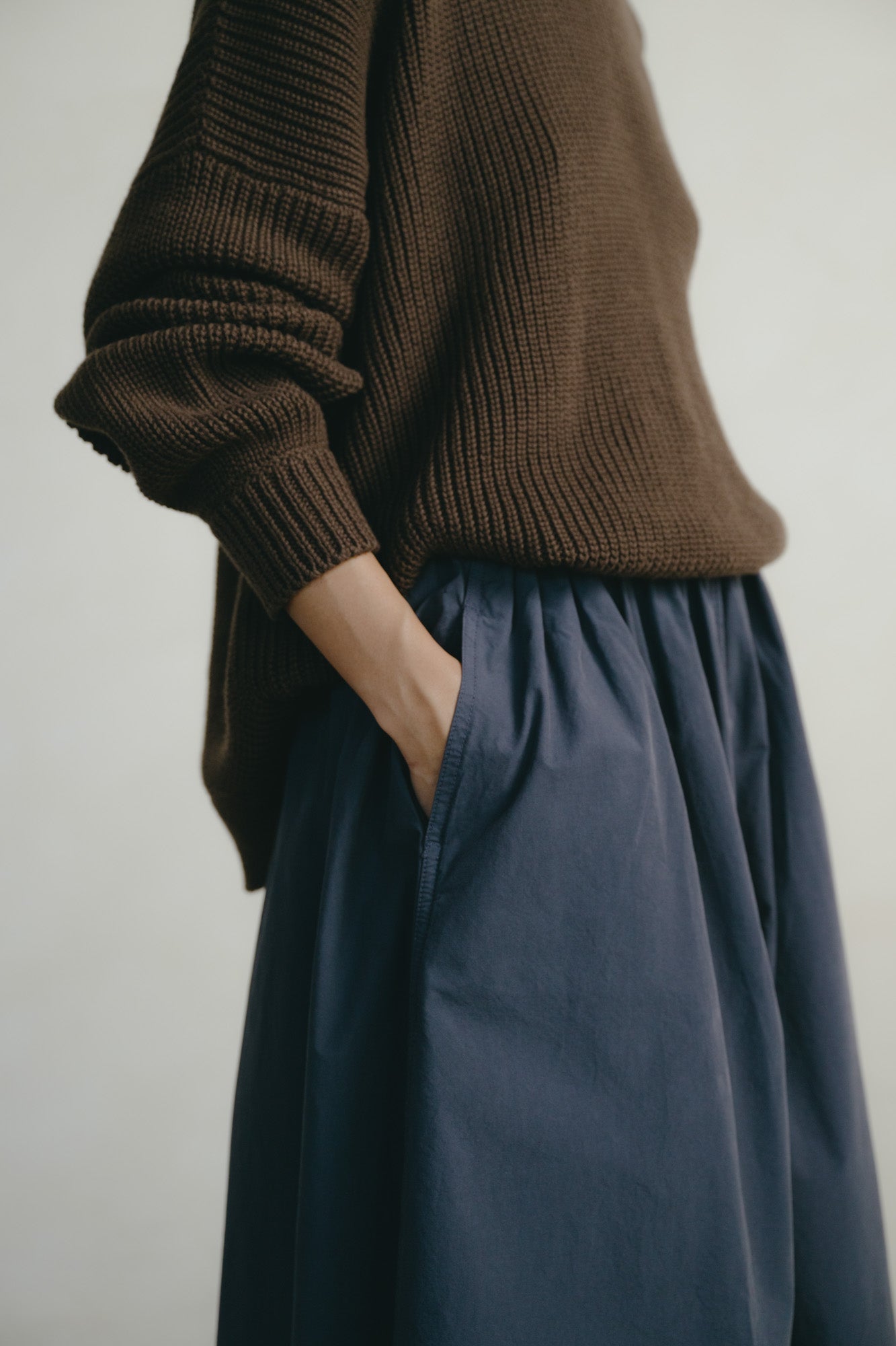 Paz Skirt, Organic Compact Poplin, Navy