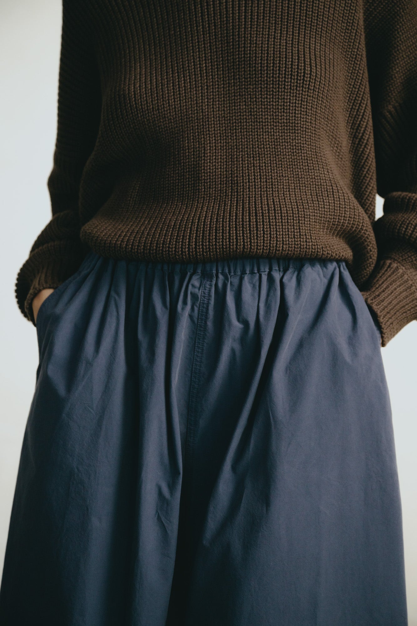 Paz Skirt, Organic Compact Poplin, Navy