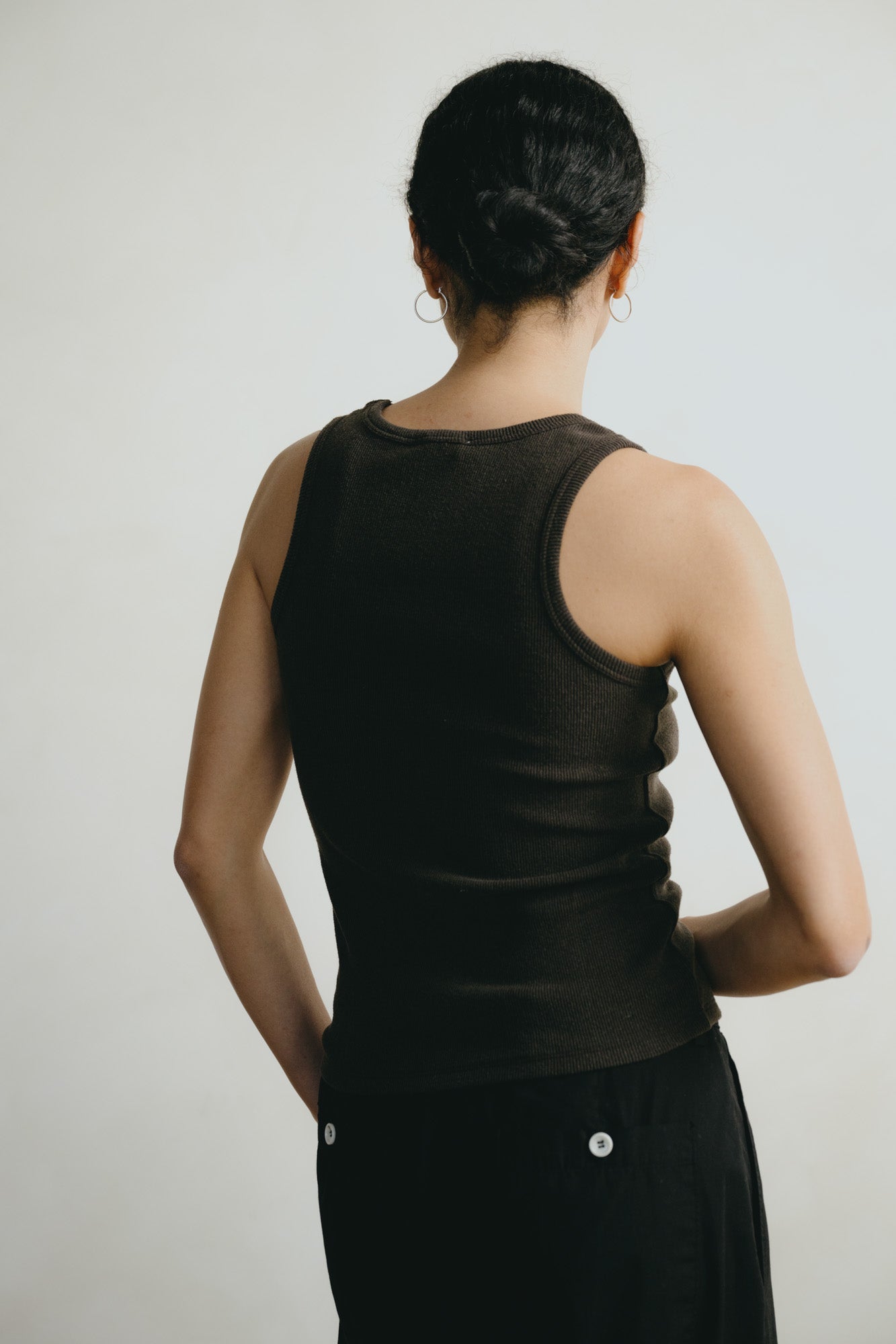 Classic Tank, Ribbed Silk Noil Jersey, Walnut