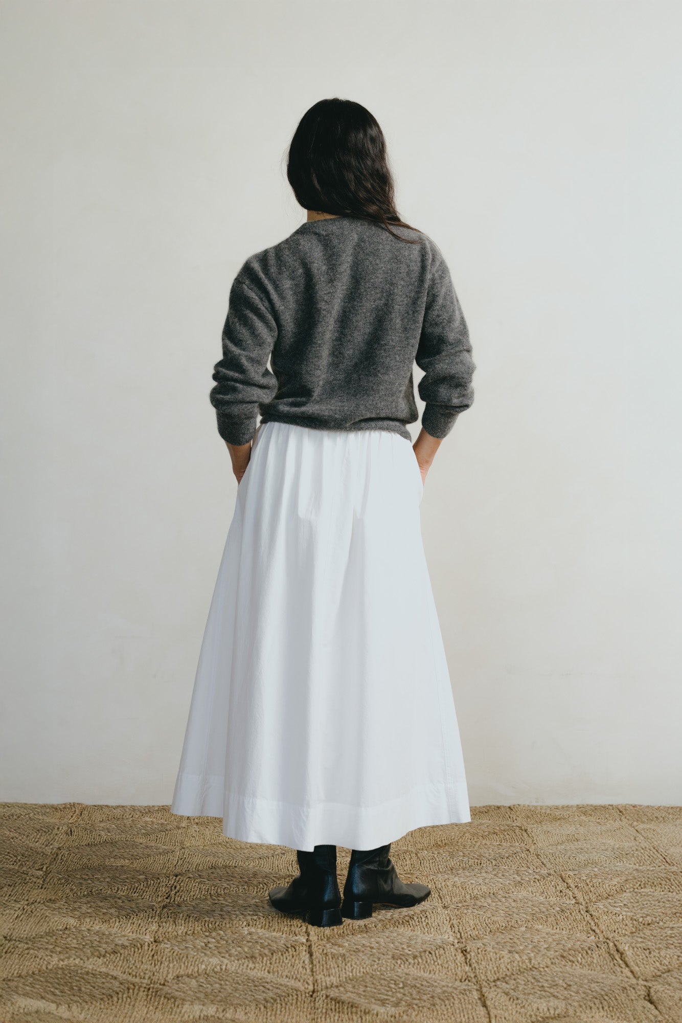 Paz Skirt, Organic Compact Poplin, Natural